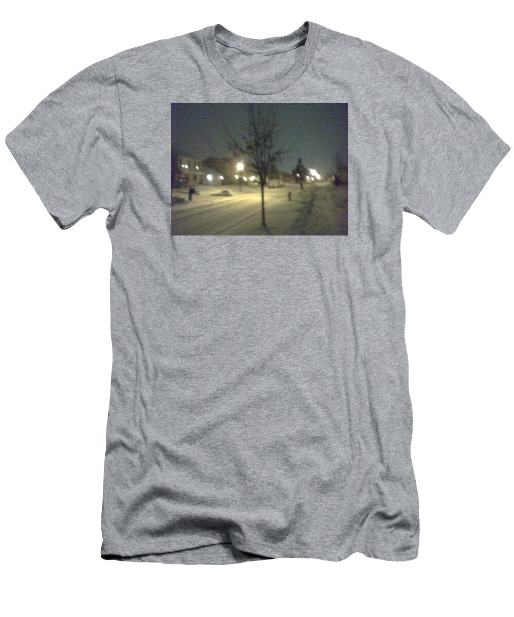  T-Shirt featuring the photograph Snowy Street by Toni Paxton