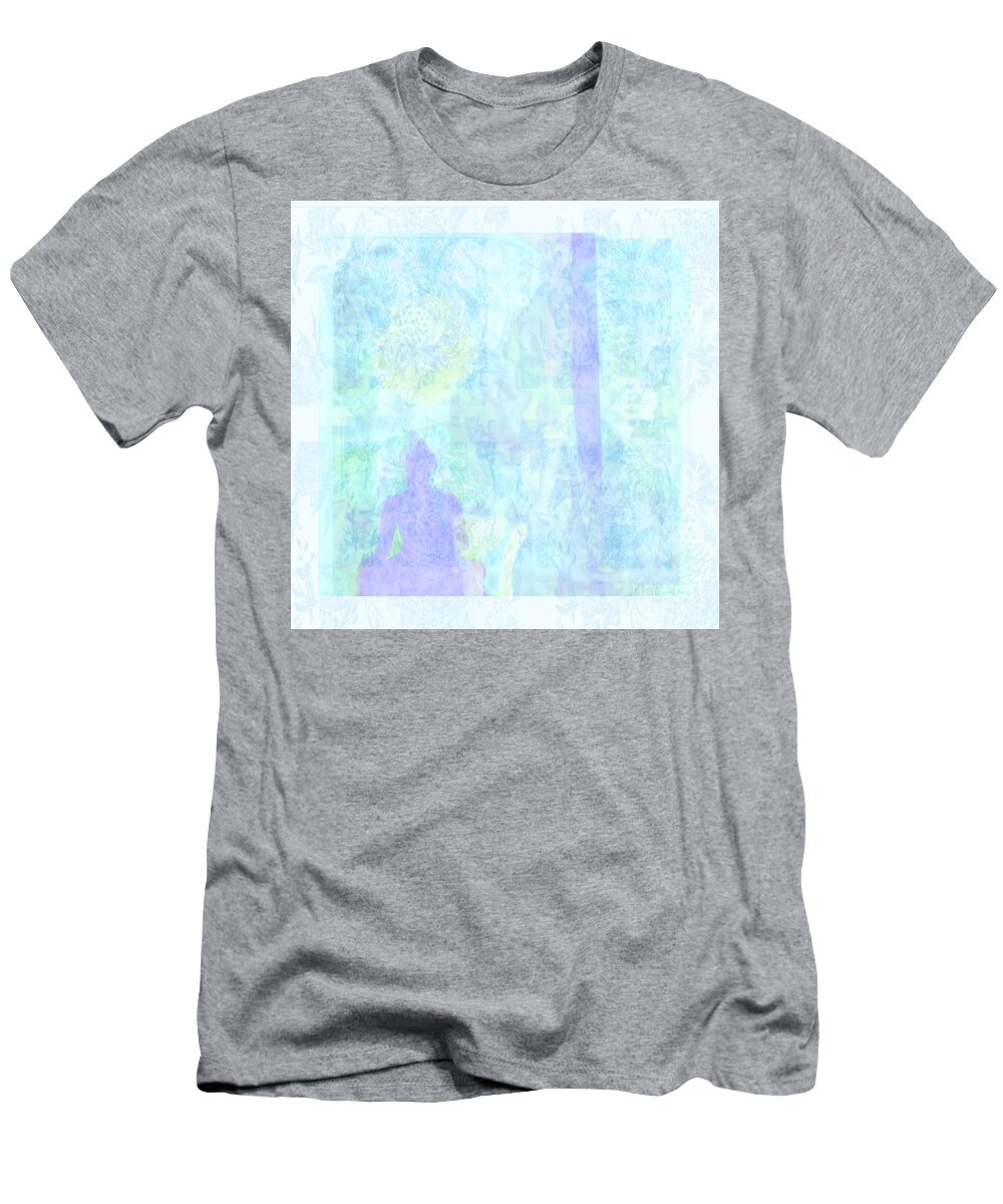 Square T-Shirt featuring the mixed media Soft Landings by Zsanan Studio