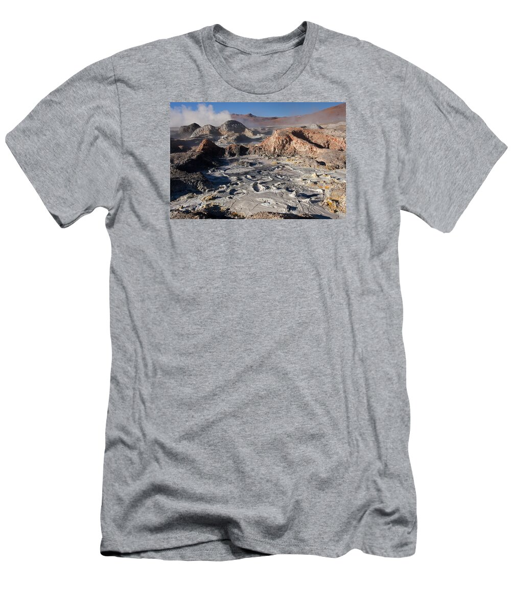 Sol De Manana T-Shirt featuring the photograph Sol de Manana Geothermal Field by Aivar Mikko