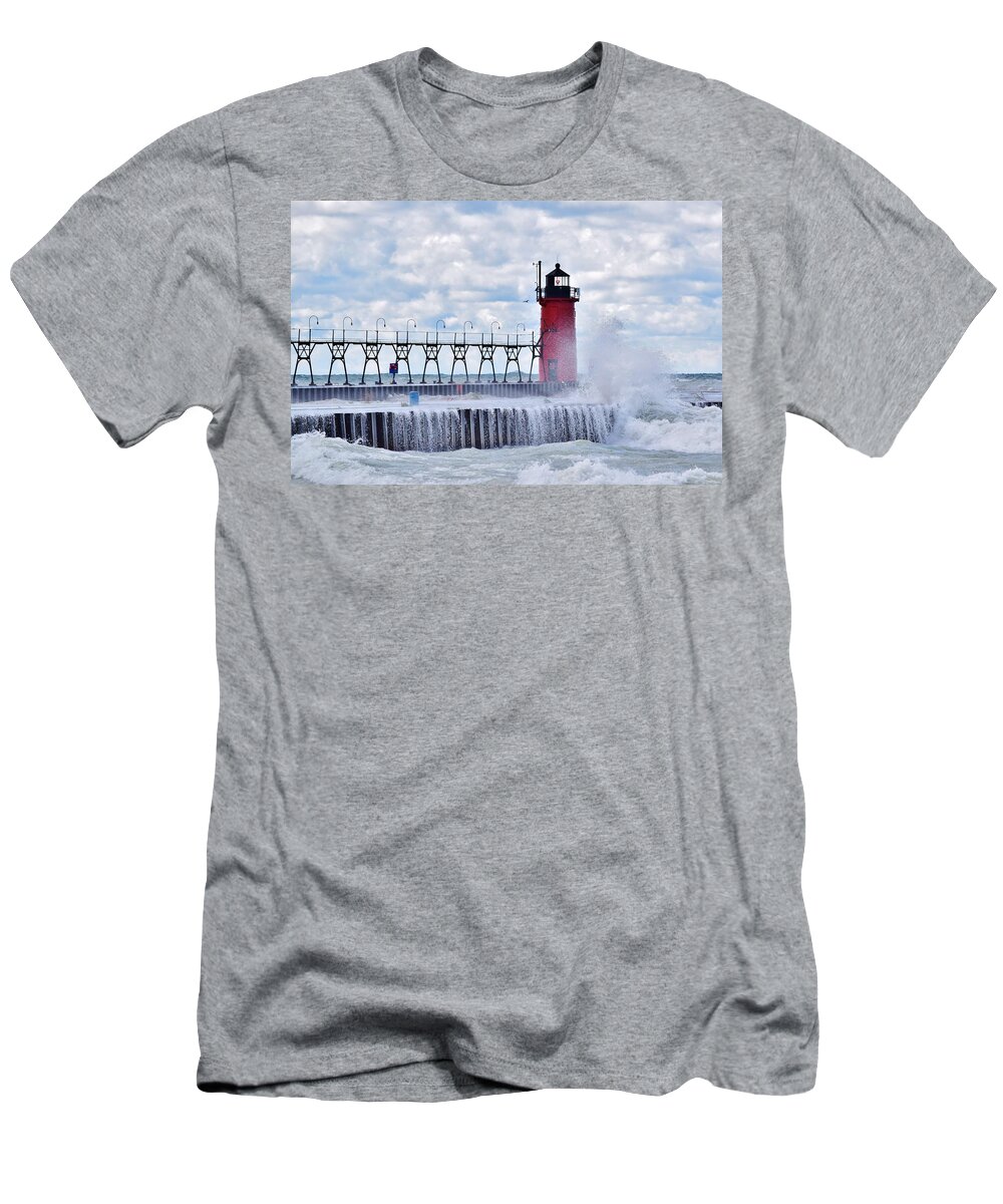 Michigan T-Shirt featuring the photograph South Haven Lighthouse by Nicole Lloyd