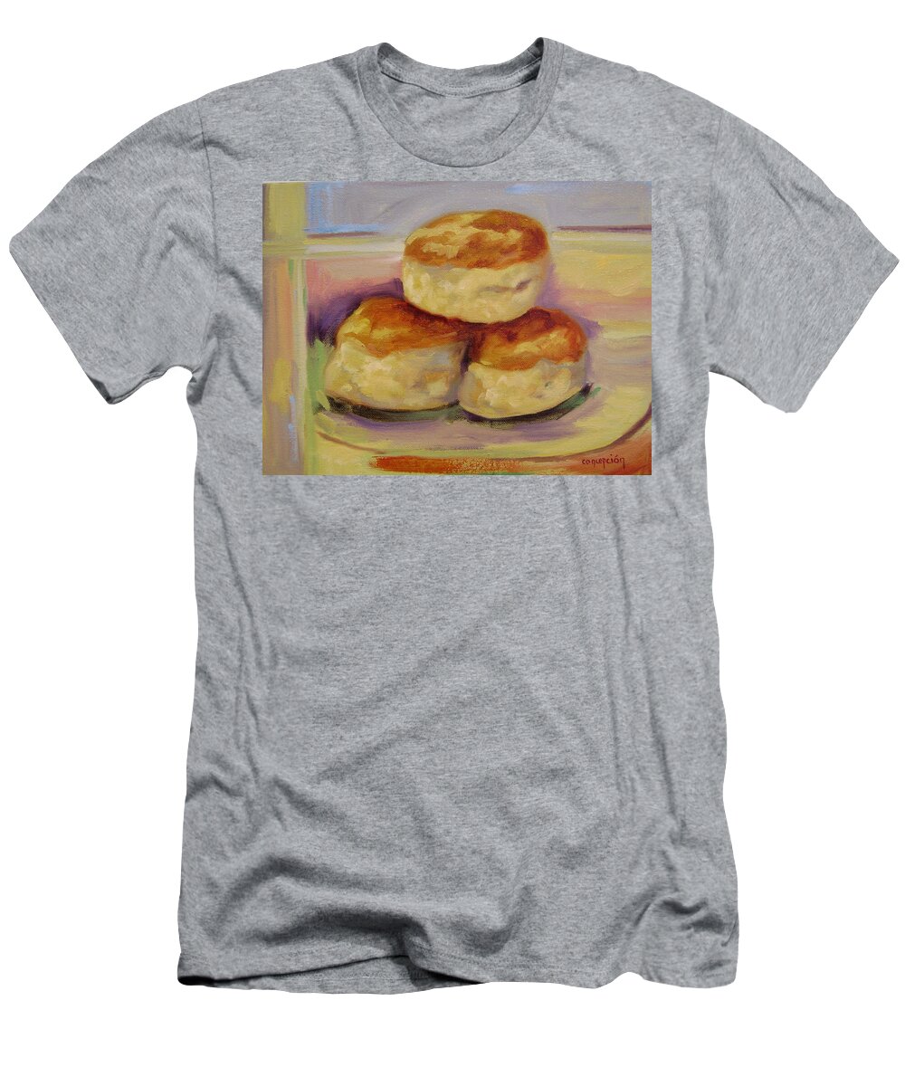 Biscuits T-Shirt featuring the painting Southern Morning Fare by Ginger Concepcion