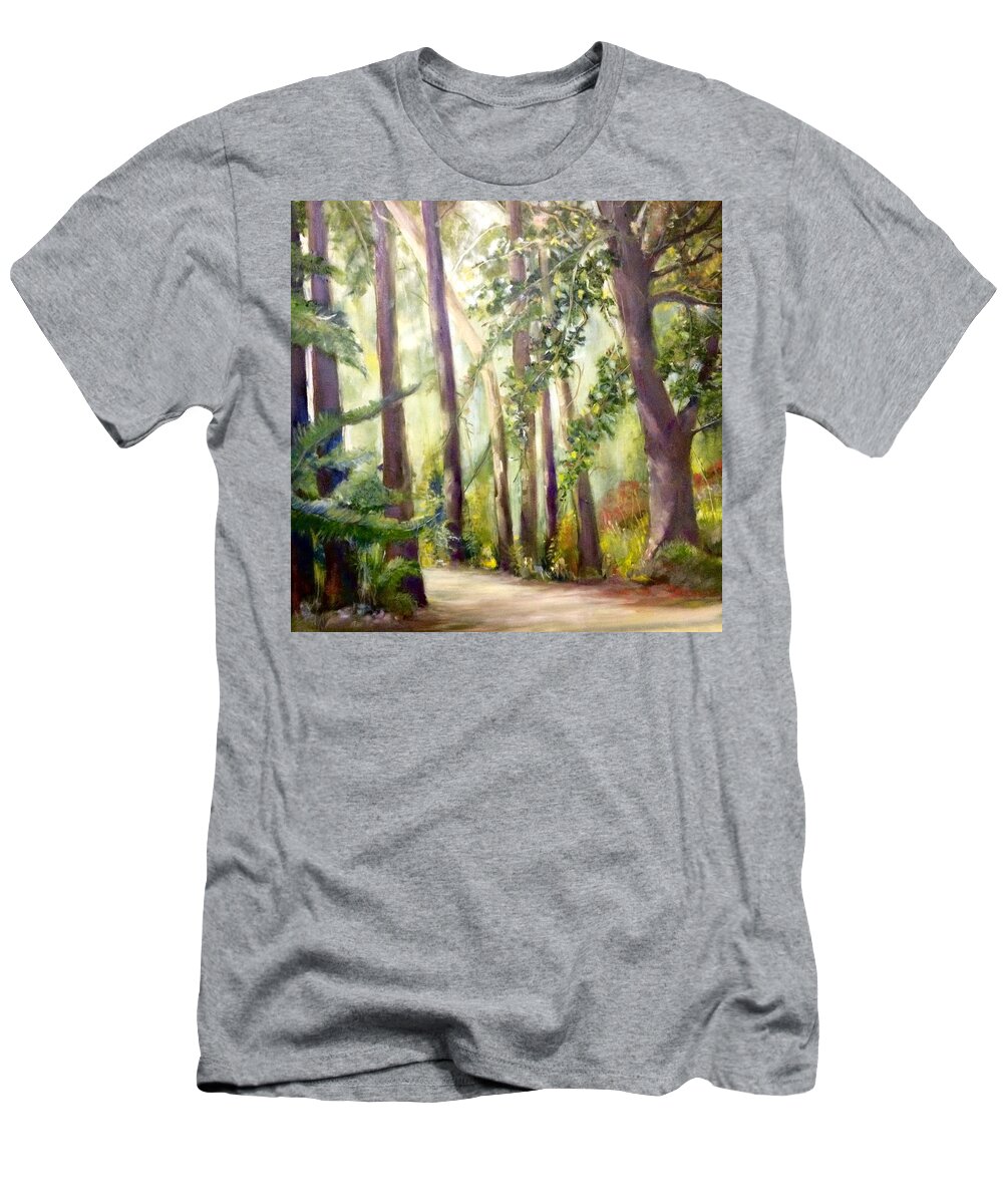Trees T-Shirt featuring the painting Spirt of the Green Trees by Janet Visser