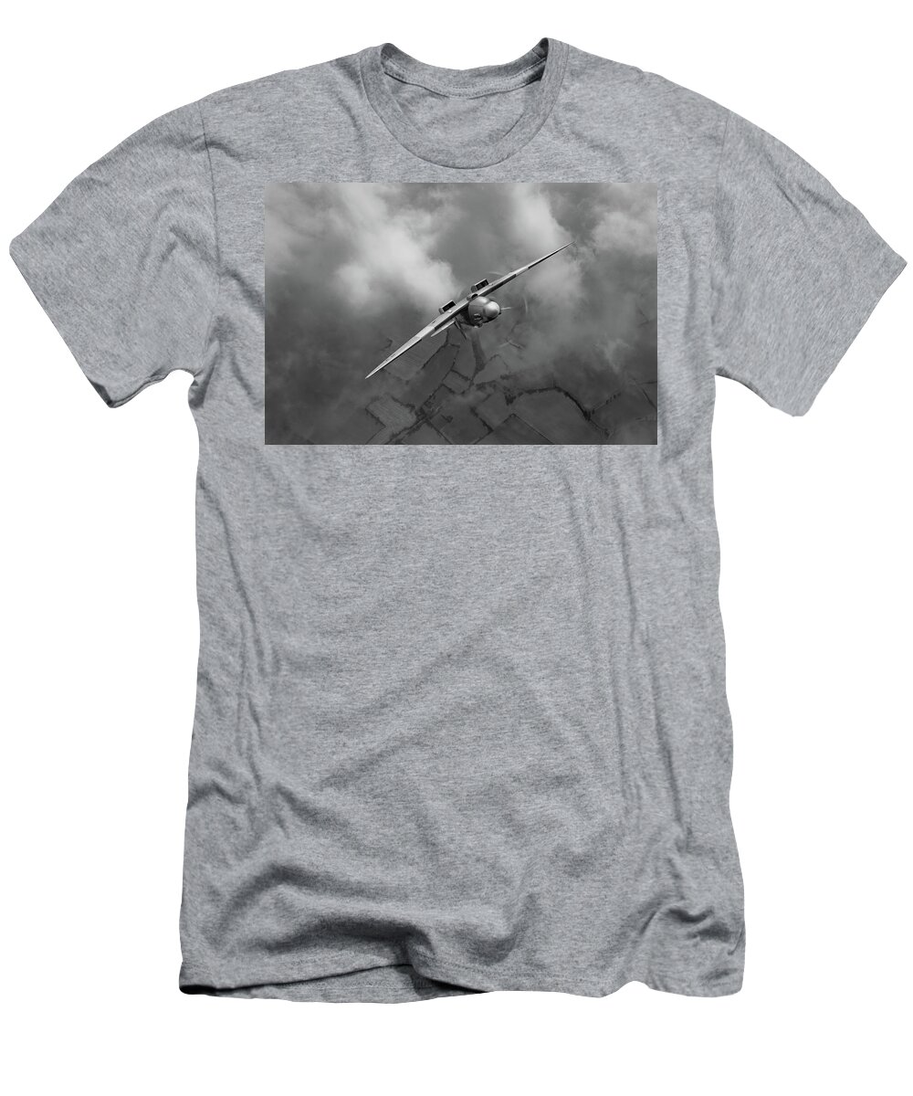 152 Squadron Seac T-Shirt featuring the photograph Spitfire PR XIX PS915 looping BW version by Gary Eason
