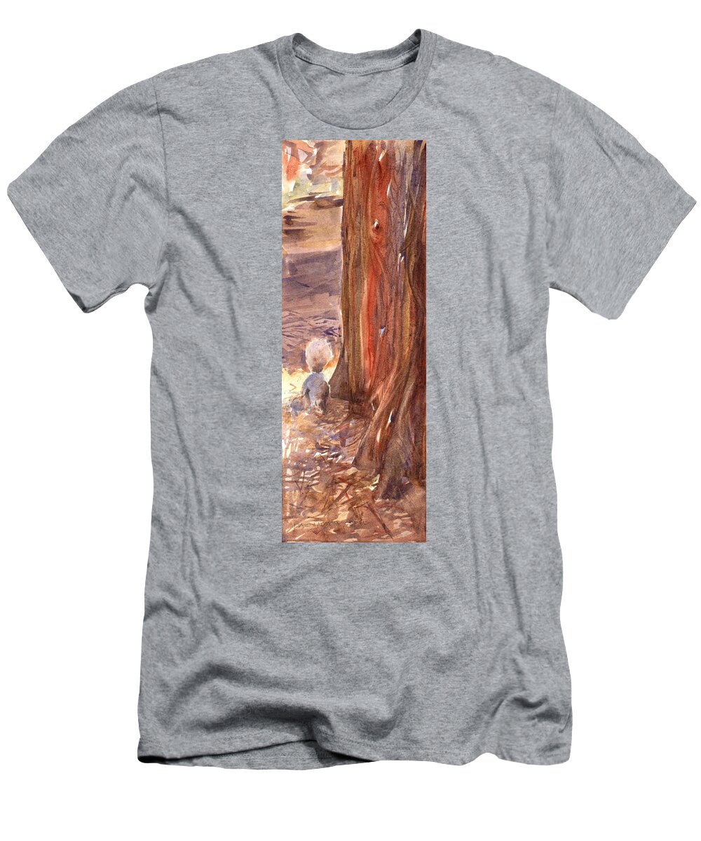 Squirrel T-Shirt featuring the painting Squirrel by David Ladmore