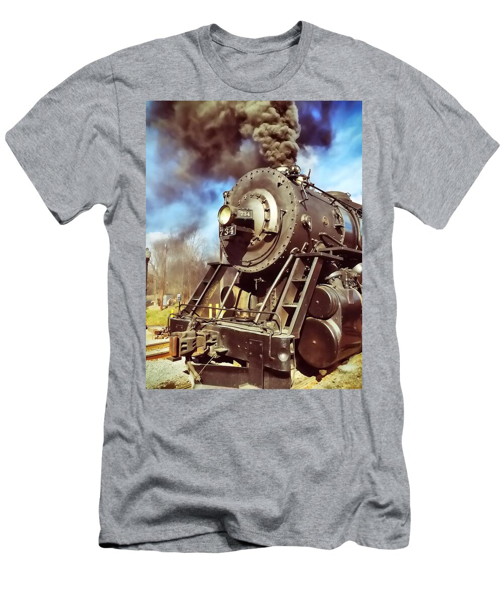 Train T-Shirt featuring the photograph Steam Engine by Chris Montcalmo