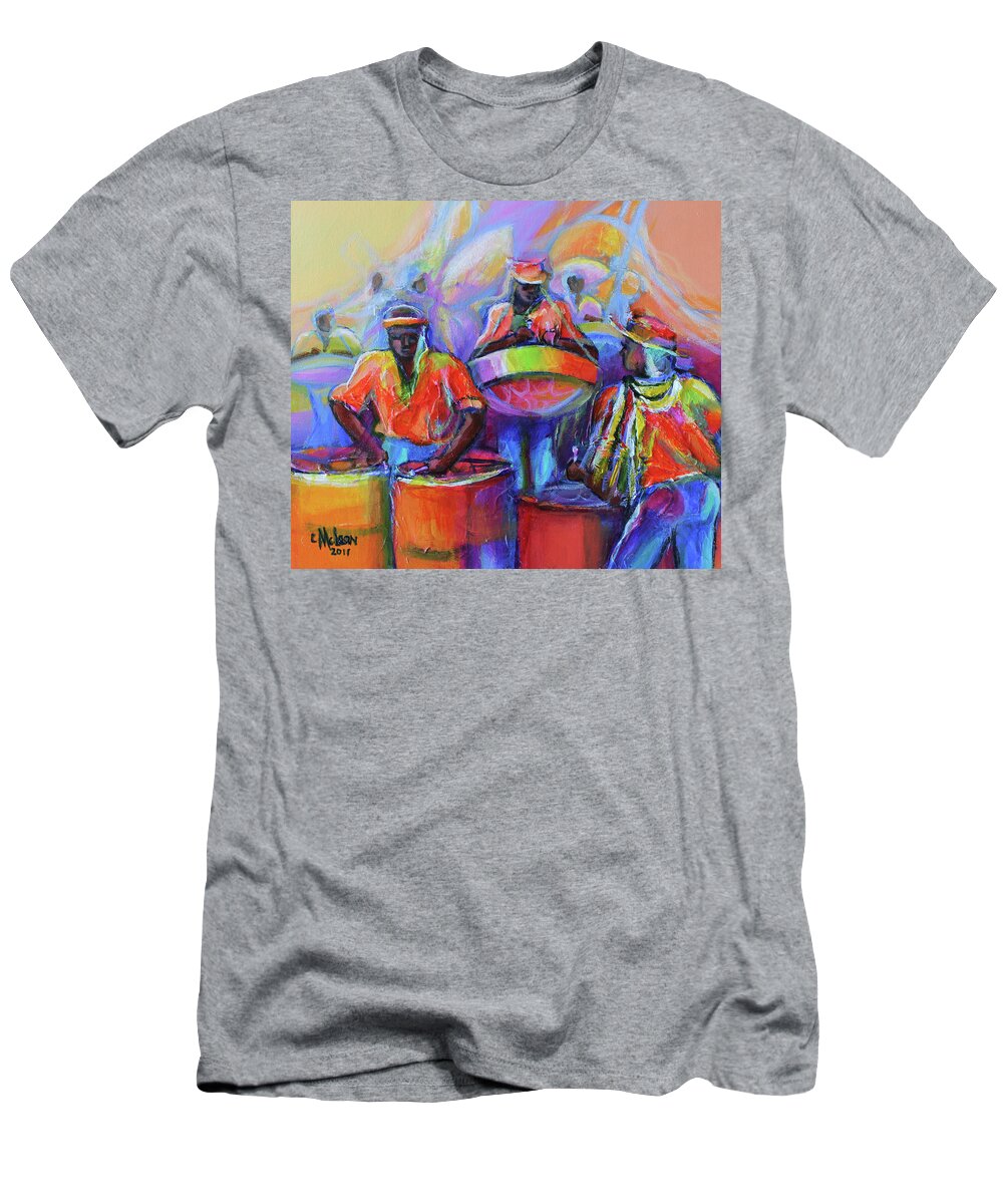 Abstract T-Shirt featuring the painting Steel Pan Carnival by Cynthia McLean