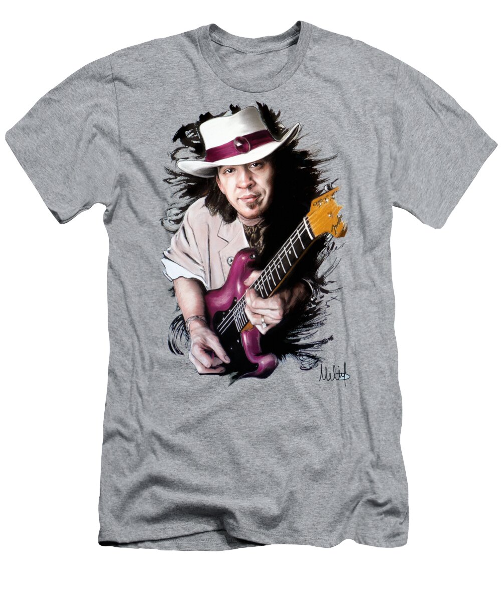 Stevie Ray Vaughan T-Shirt featuring the pastel Stevie Ray Vaughan by Melanie D