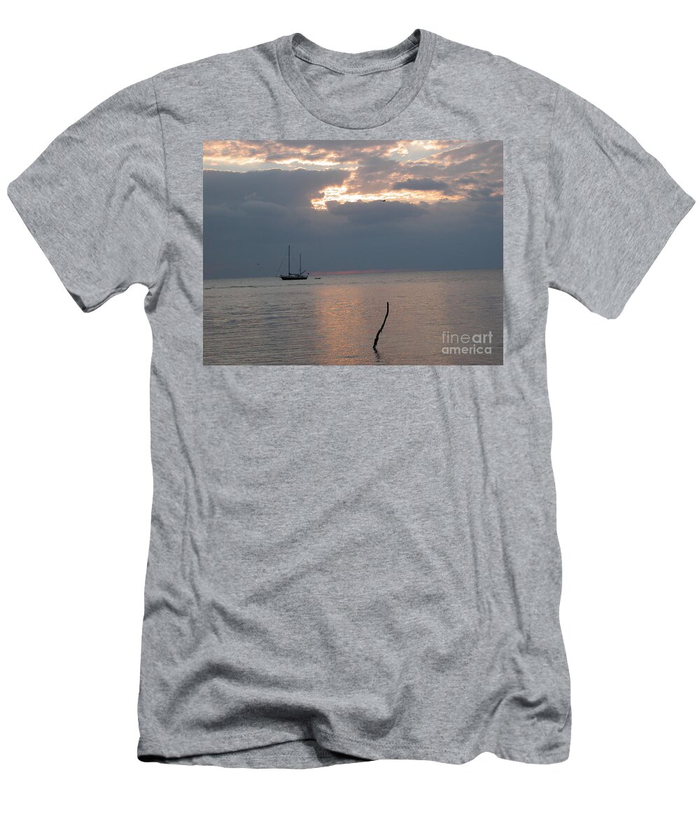 Sunrise T-Shirt featuring the photograph Stick in Water by Jim Goodman