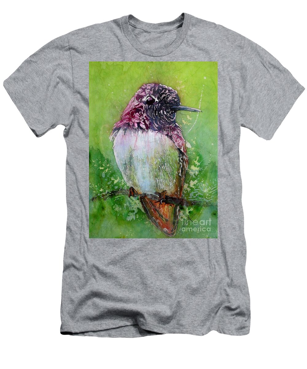 Hummingbird T-Shirt featuring the mixed media Still for a Moment II by Carol Losinski Naylor