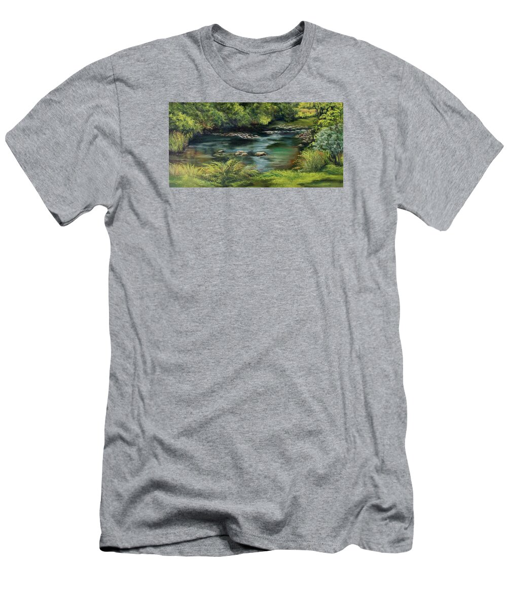 River T-Shirt featuring the painting Stoney Creek River by Rebecca Hauschild
