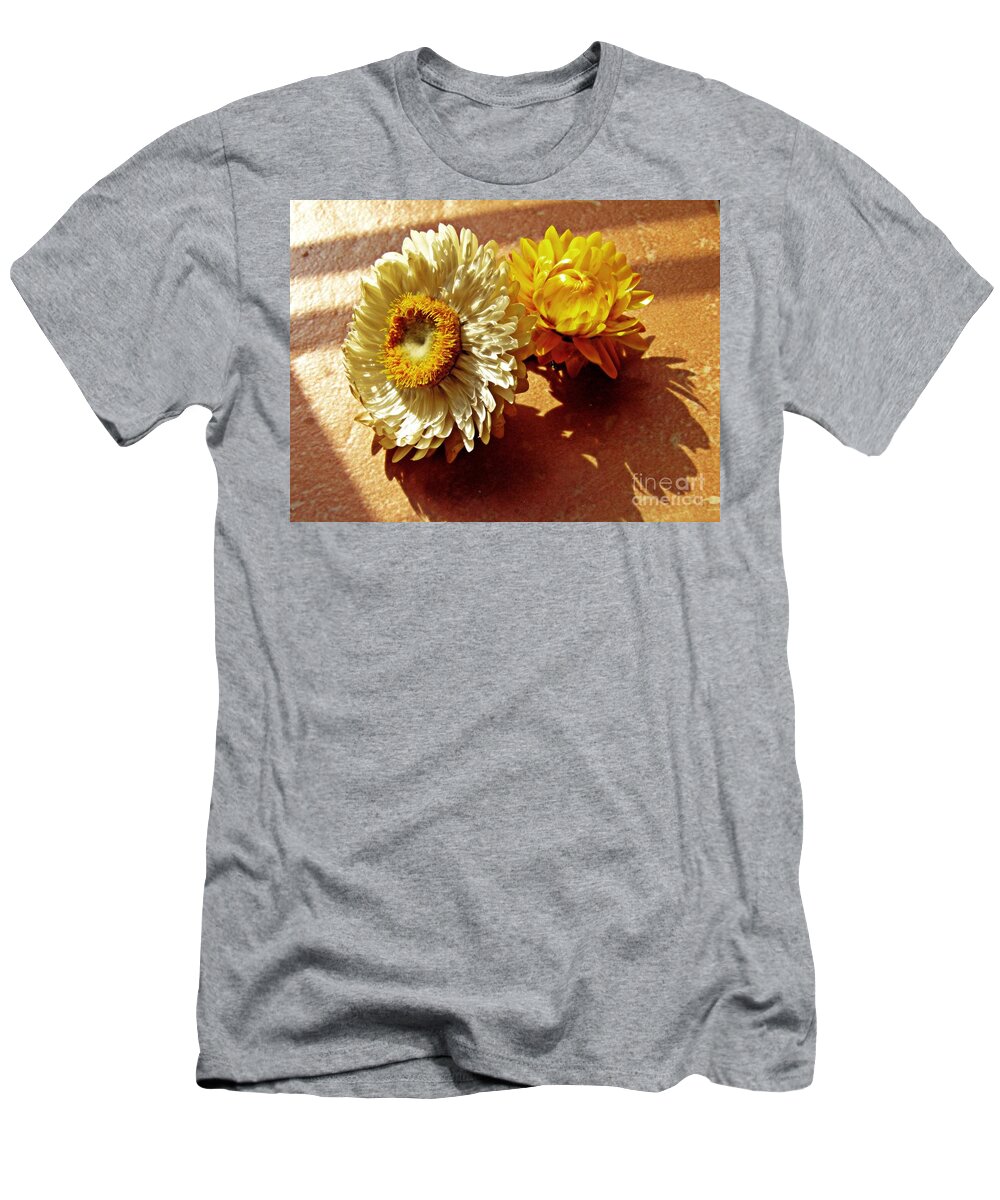 Strawflower T-Shirt featuring the photograph Strawflowers on the Window Sill 5 by Sarah Loft