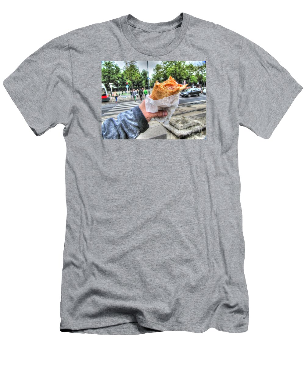 City T-Shirt featuring the pyrography Street Eat by Yury Bashkin