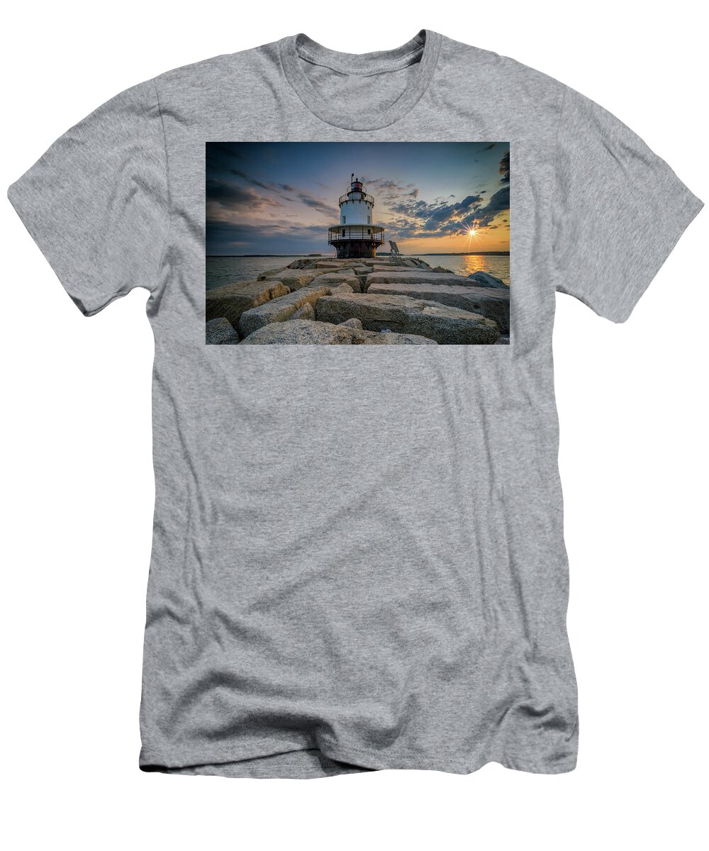 Spring Point T-Shirt featuring the photograph Sunrise at Spring Point Ledge by Rick Berk