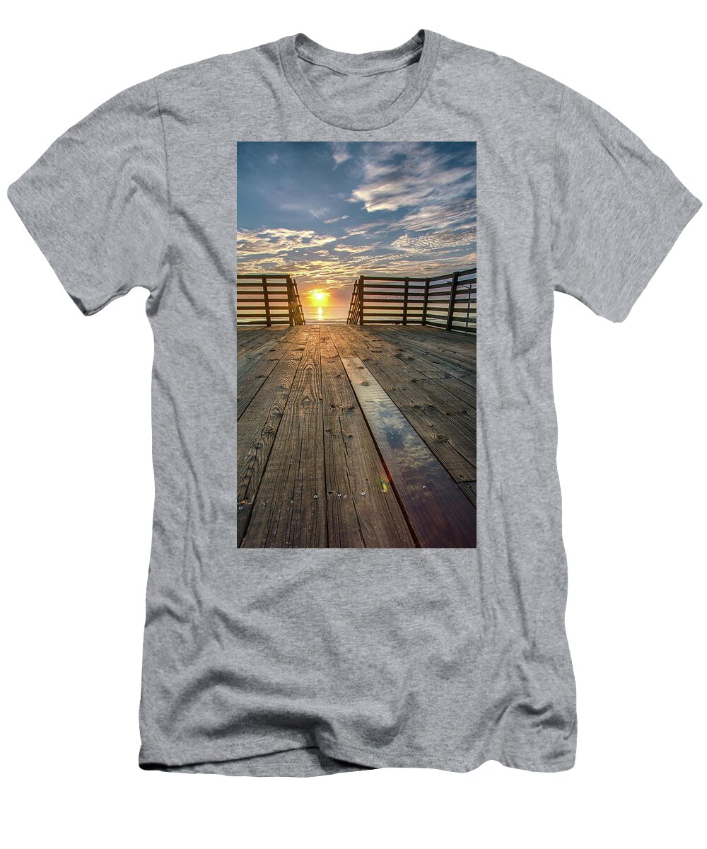 Boardwalk T-Shirt featuring the photograph Sunrise Boardwalk by Dillon Kalkhurst