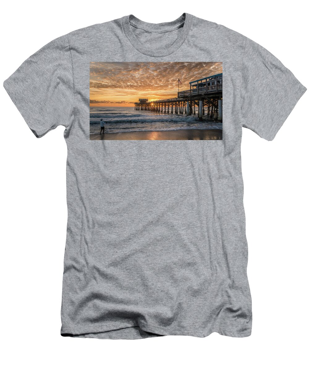 Sunrise T-Shirt featuring the photograph Sunrise Fishing by Jaime Mercado