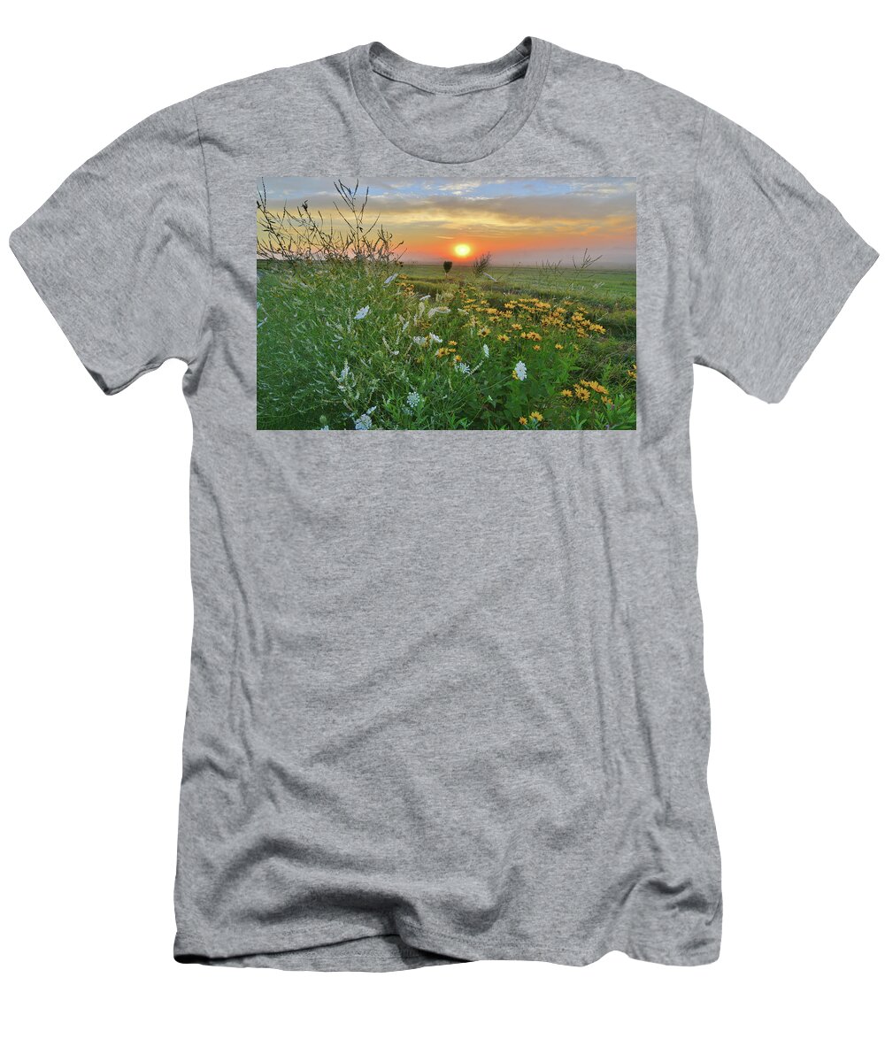 Mchenry County Conservation District T-Shirt featuring the photograph Sunrise over McHenry County's Glacial Park by Ray Mathis