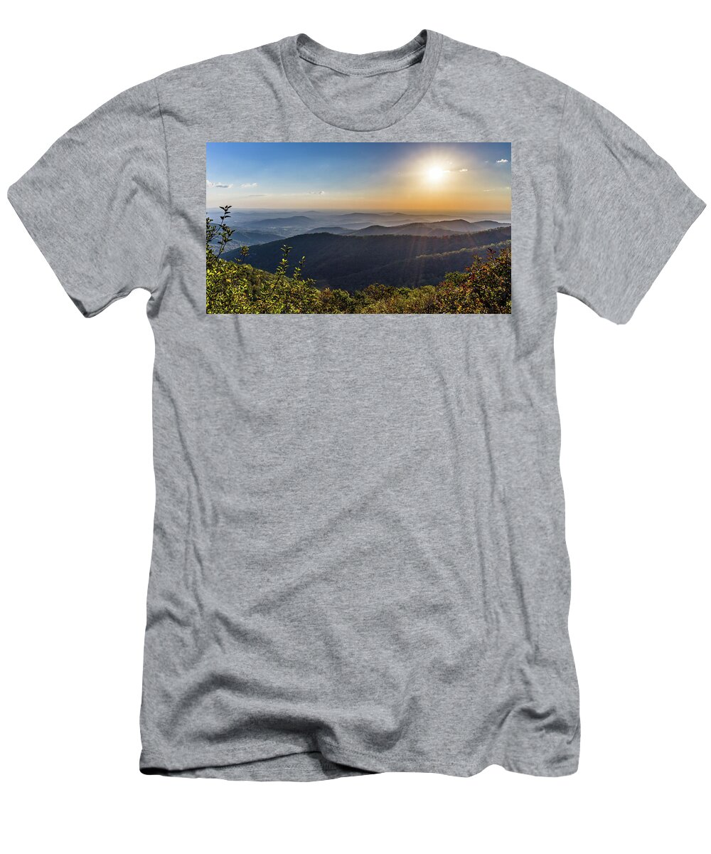 Appalachia T-Shirt featuring the photograph Sunrise over the Misty Mountains by Lori Coleman