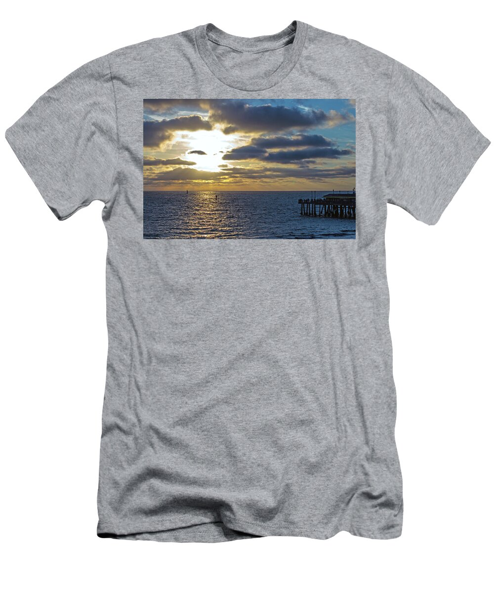 Beach T-Shirt featuring the photograph Sunset at Redondo by Ed Clark