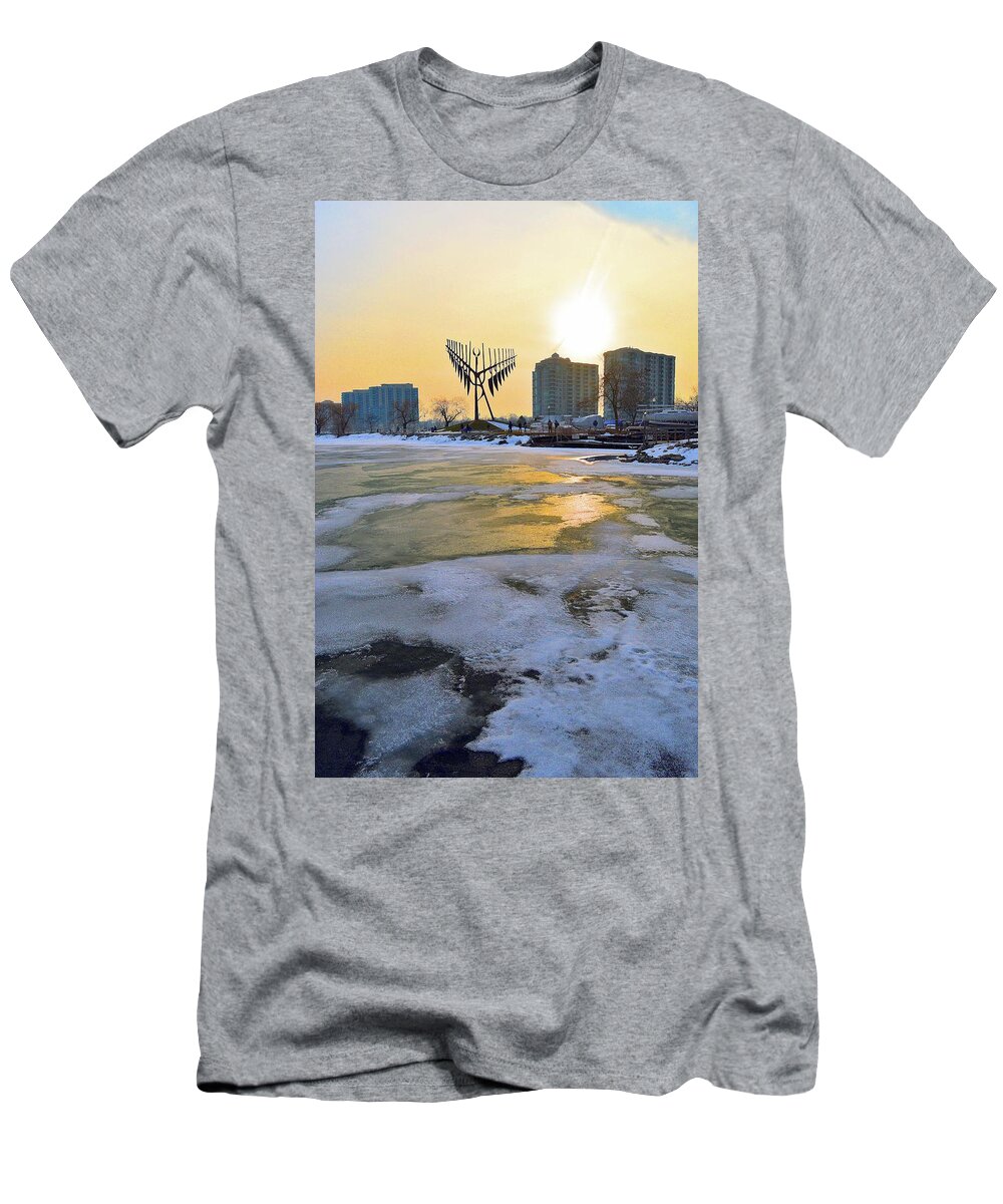Abstract T-Shirt featuring the digital art Sunset Behind The Towers by Lyle Crump