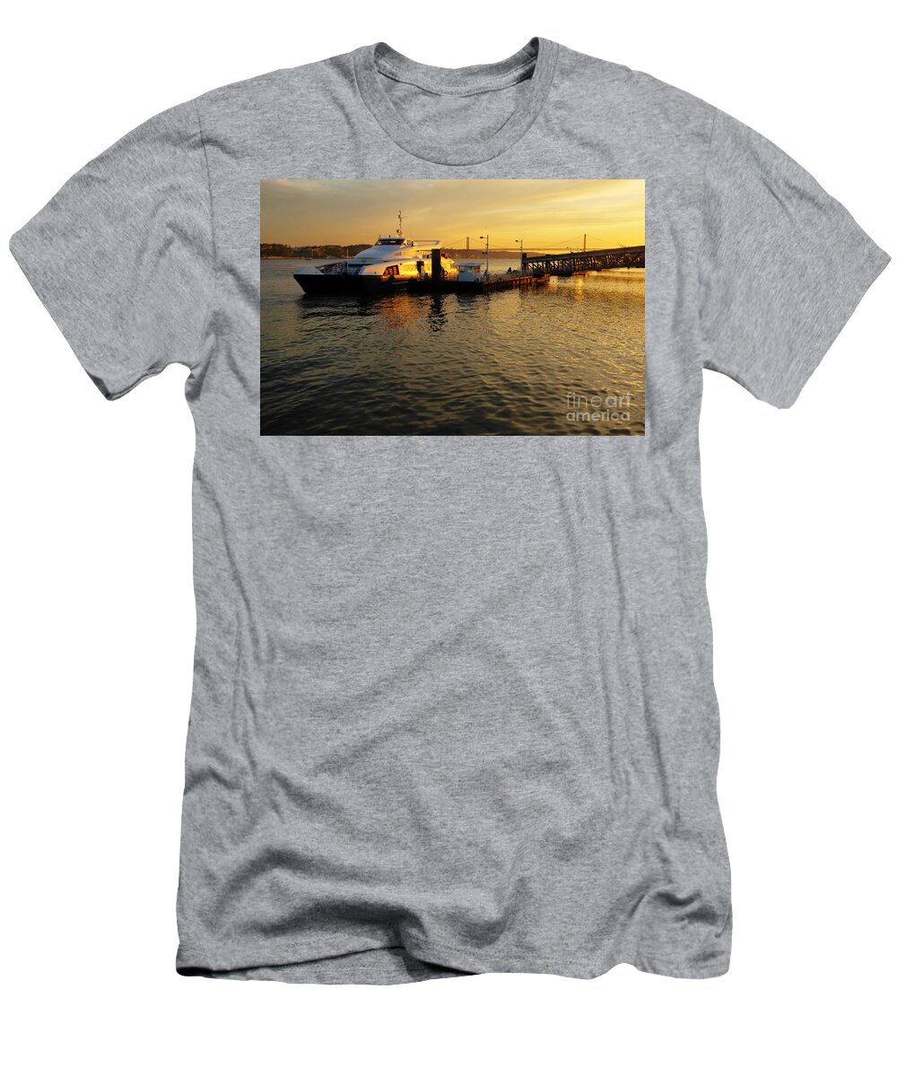 River T-Shirt featuring the photograph Sunset Ferryboat by Carlos Caetano