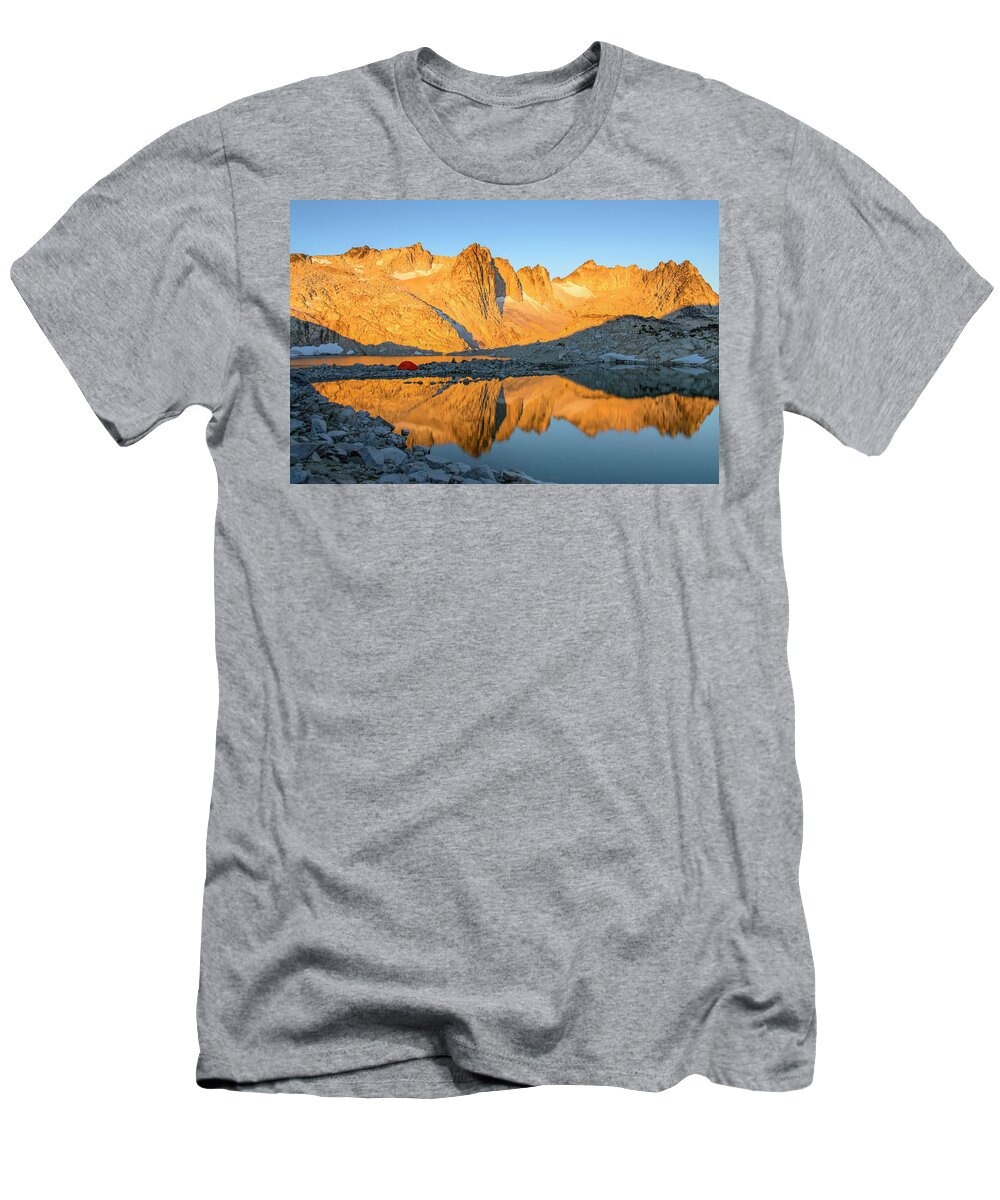 Sunset T-Shirt featuring the digital art Sunset in the Enchantments by Michael Lee