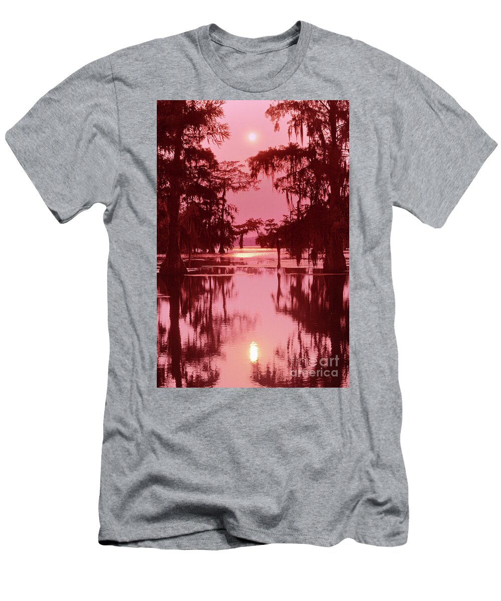 North America T-Shirt featuring the photograph Sunset on the Bayou Atchafalaya Basin Louisiana by Dave Welling