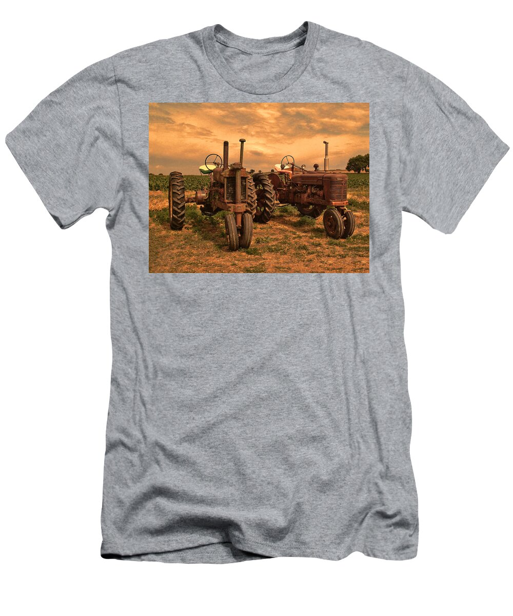 John Deere T-Shirt featuring the photograph Sunset on the Tractors by Ken Smith