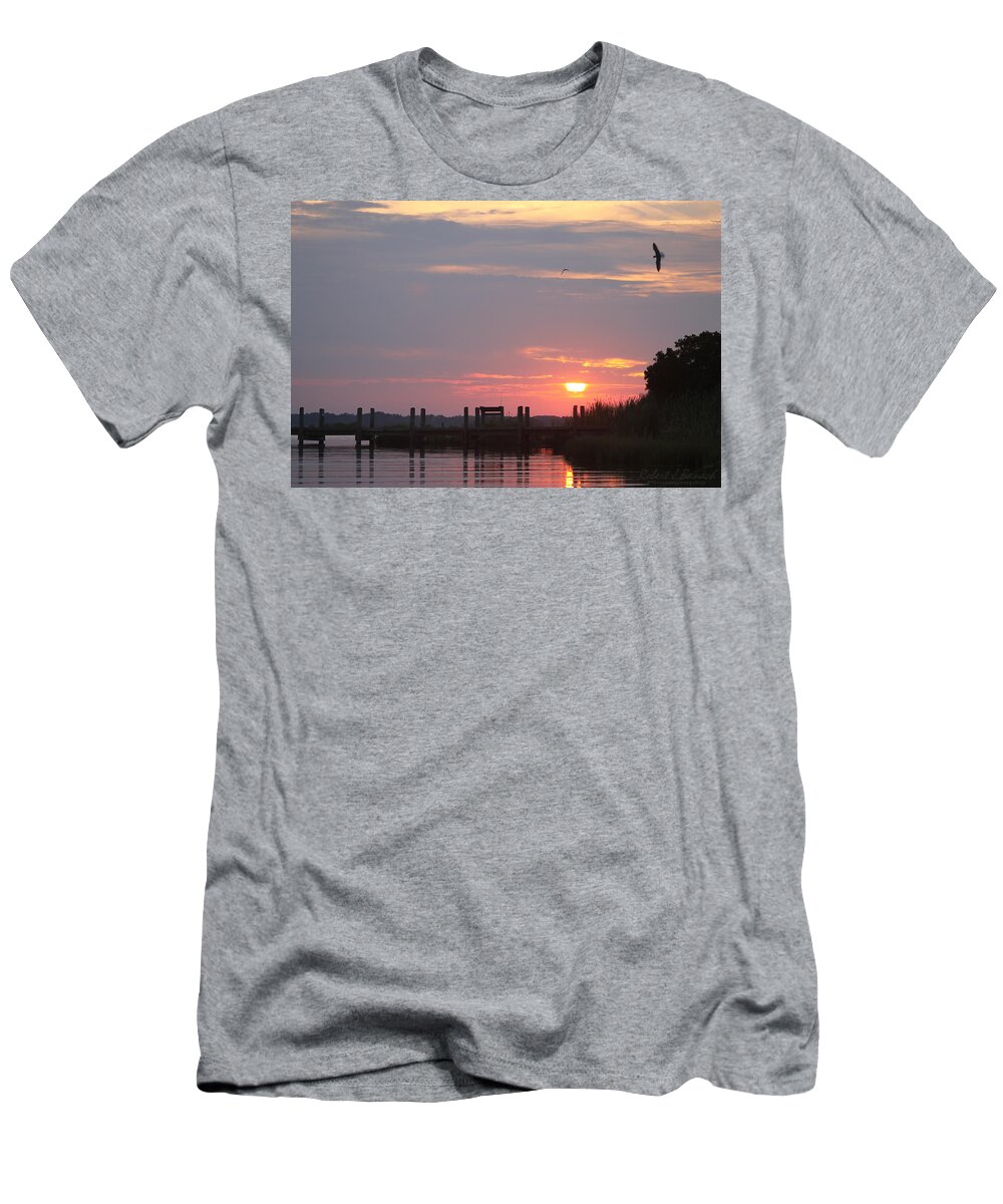 Water T-Shirt featuring the photograph Sunset Over The Wetlands by Robert Banach