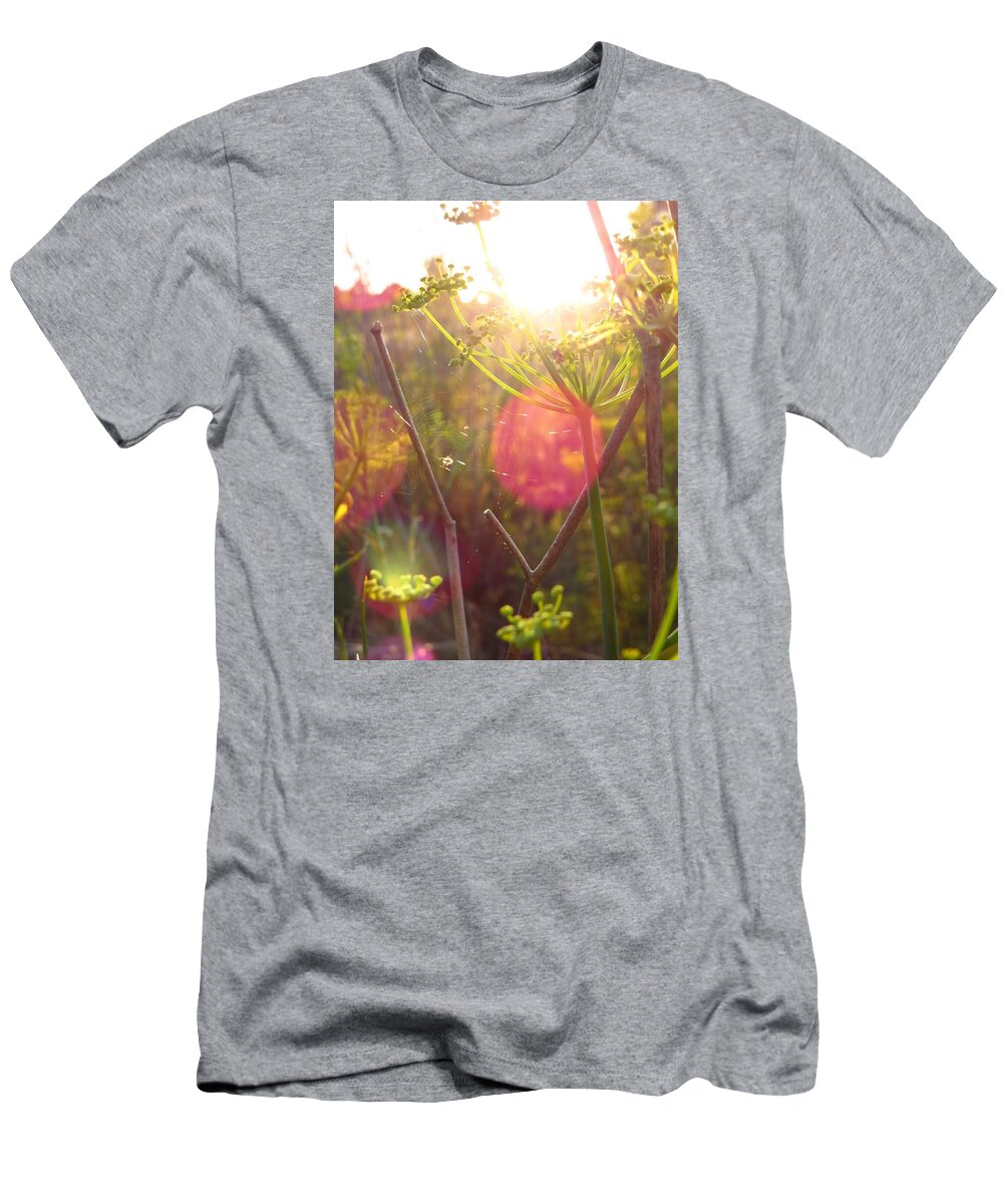 Beautiful T-Shirt featuring the photograph Sunset Spider's Web by Amanda S Leek