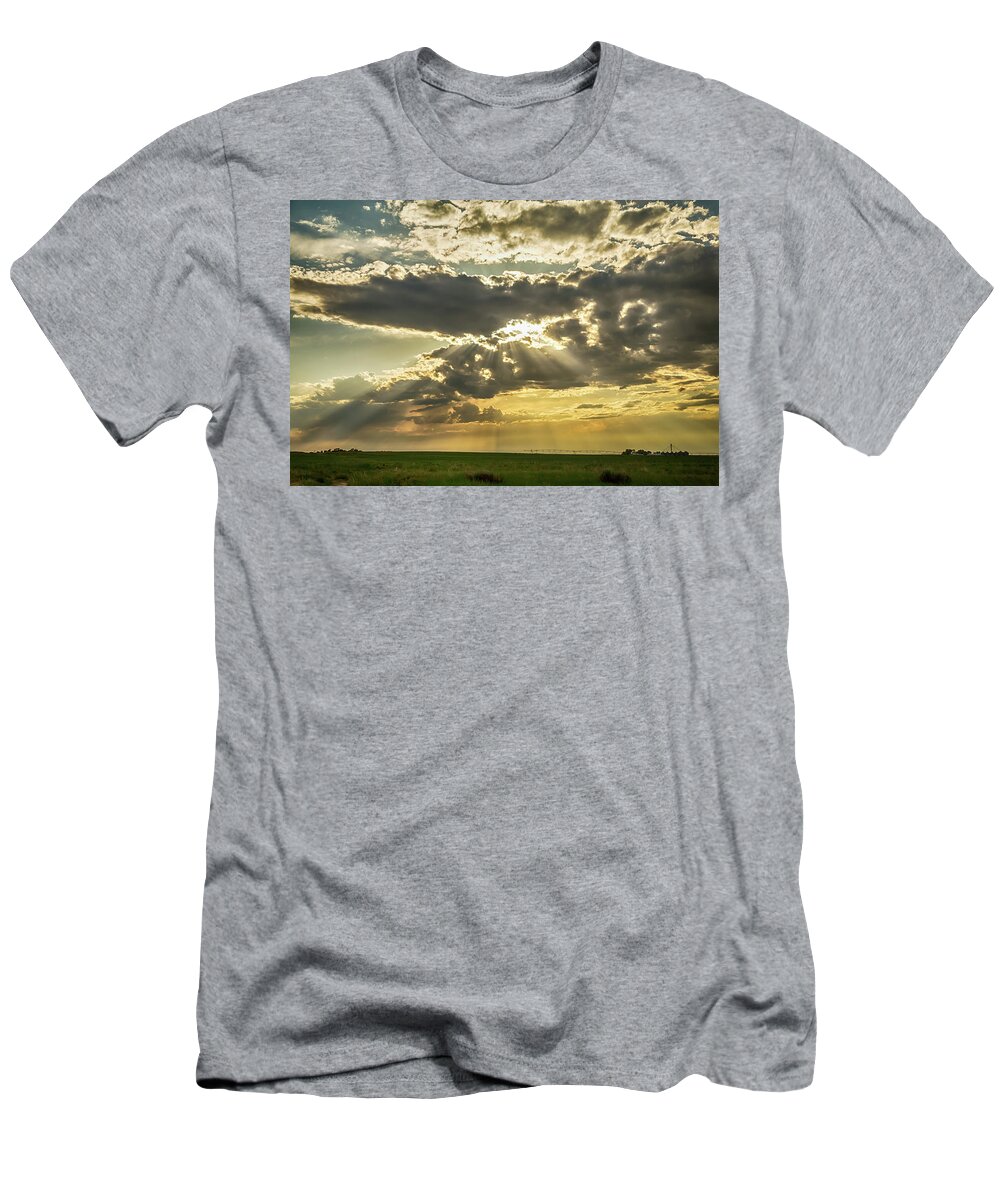 Storms T-Shirt featuring the photograph Sunshine Beams of Gold Raining Down by James BO Insogna