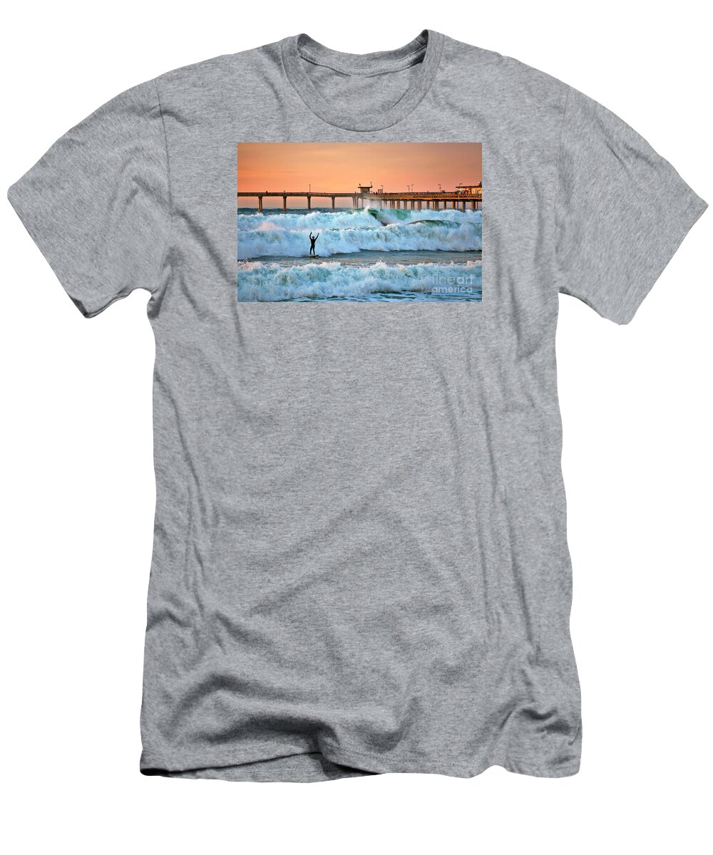 Surfer T-Shirt featuring the photograph Surfer Celebration by Sam Antonio