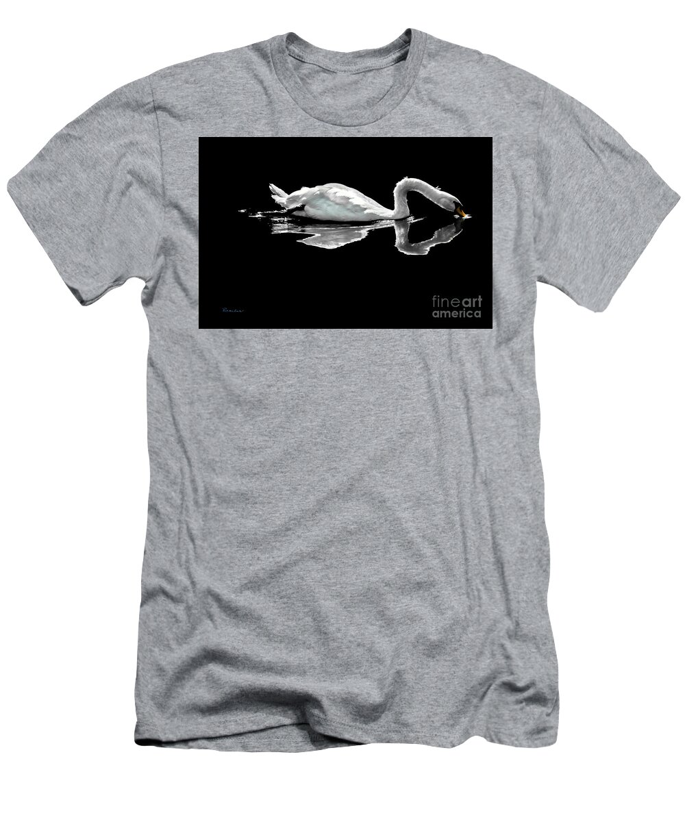 Swan T-Shirt featuring the photograph Swan Lake Nature Photo 2121A by Ricardos Creations