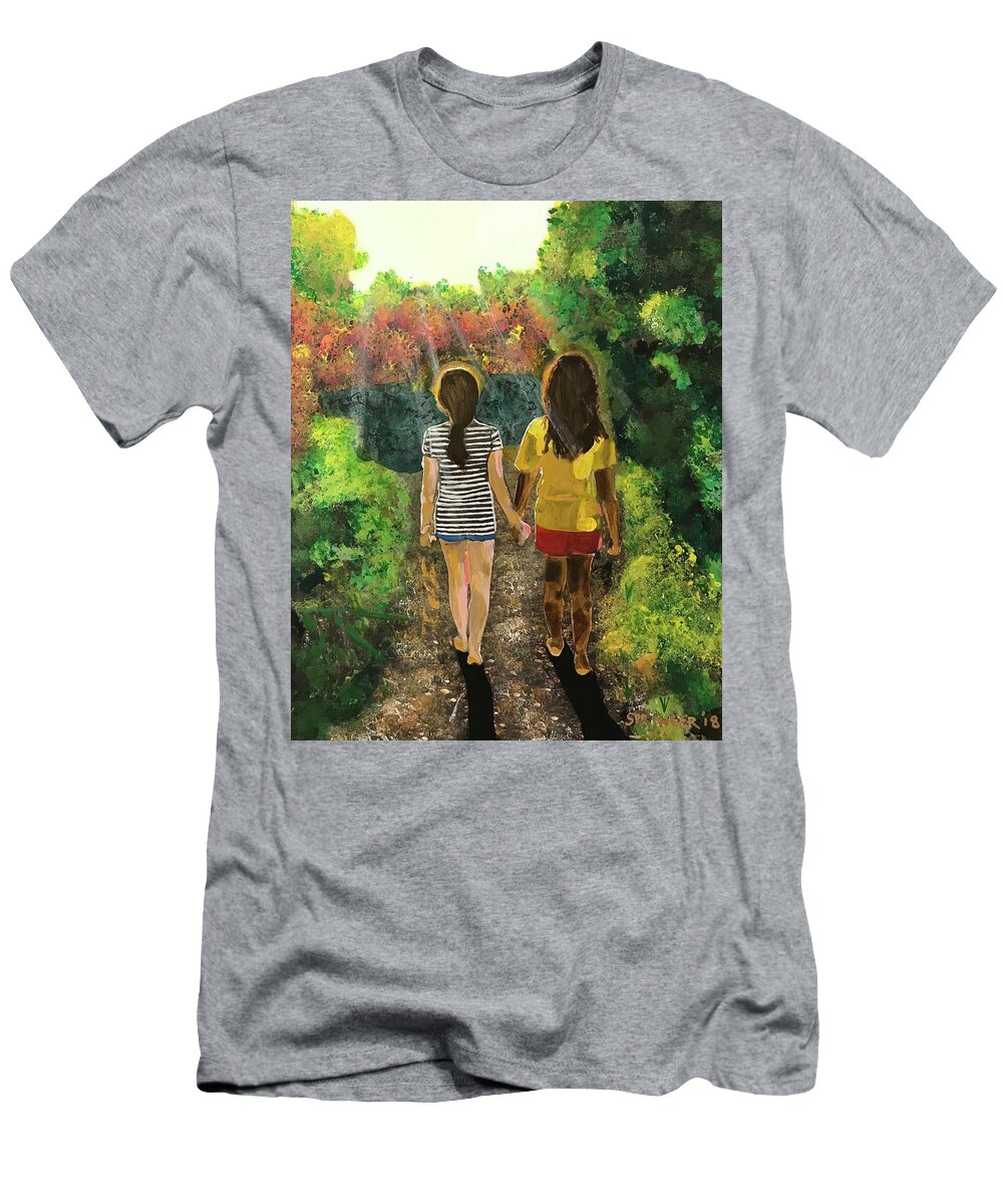 Sydney And Alexis T-Shirt featuring the painting Sydney and Alexis by Gary Springer