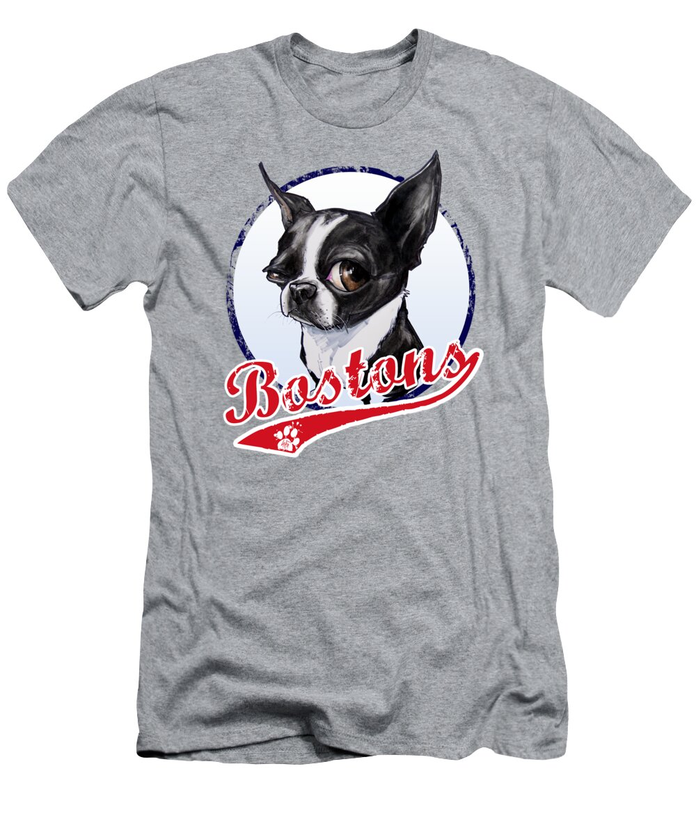Baseball T-Shirt featuring the photograph Team Boston Terrier by Canine Caricatures By John LaFree