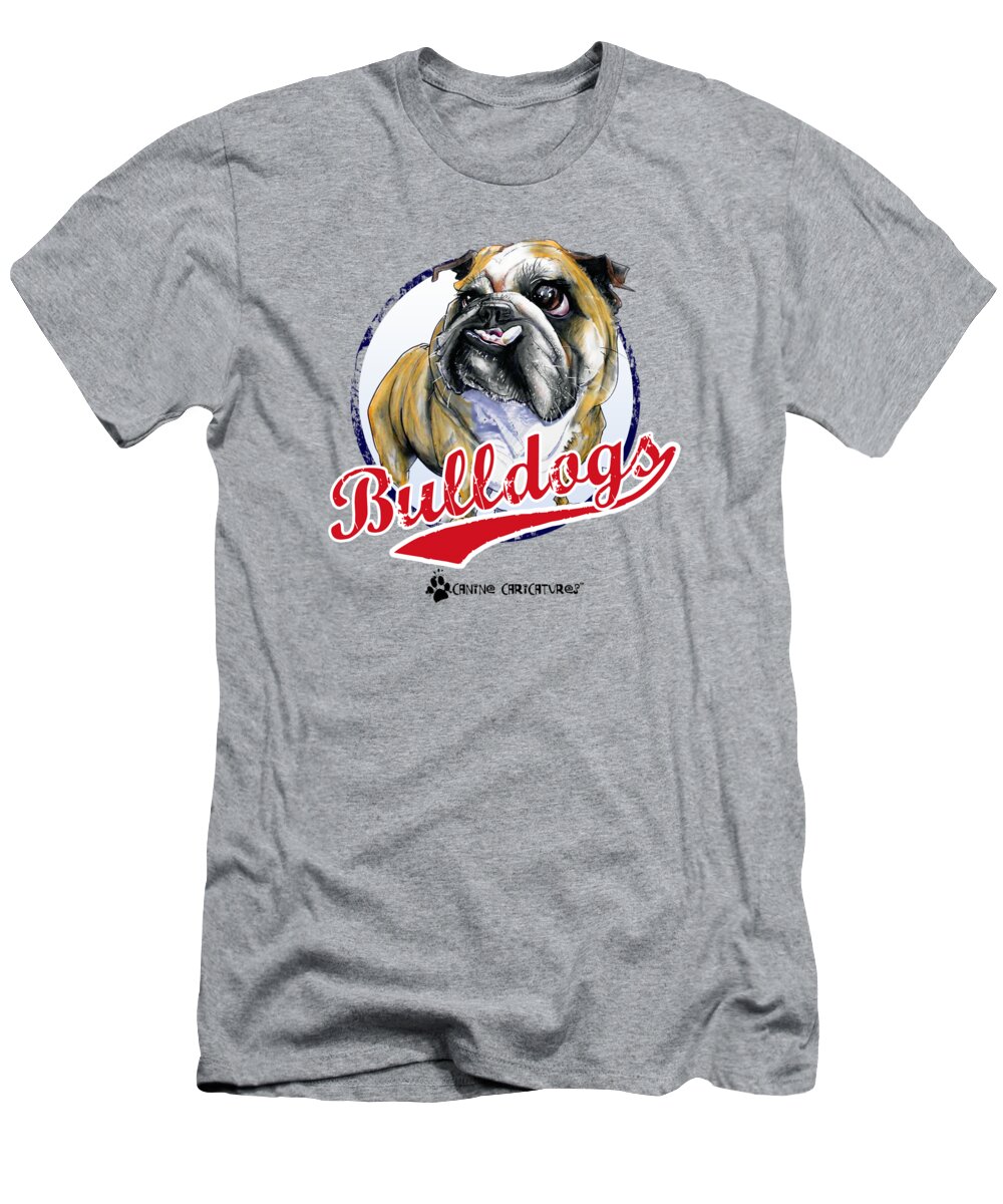 English Bulldog T-Shirt featuring the drawing Team Bulldog by John LaFree