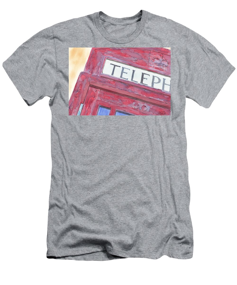 Telephone T-Shirt featuring the painting Telephone Booth by Ken Powers