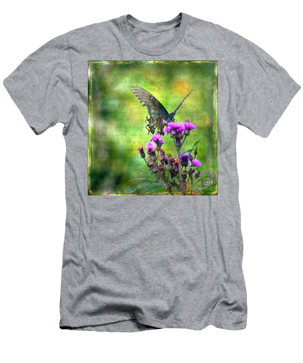 Butterfly T-Shirt featuring the photograph Textured Art - Black Butterfly by Kerri Farley