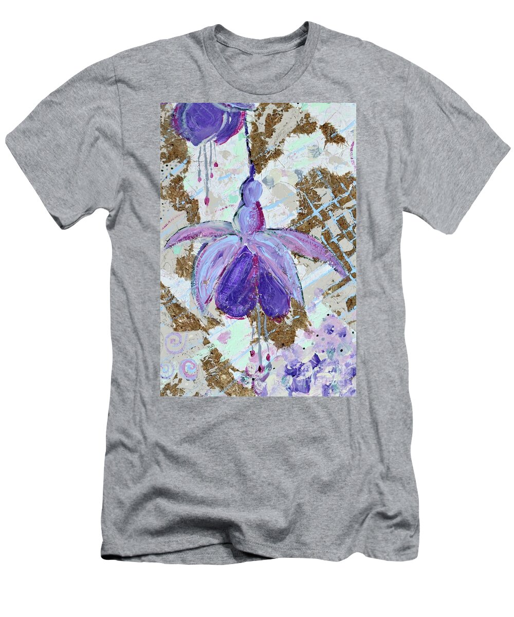 Fuchsia T-Shirt featuring the mixed media Textured Fuchsias by Tracey Lee Cassin