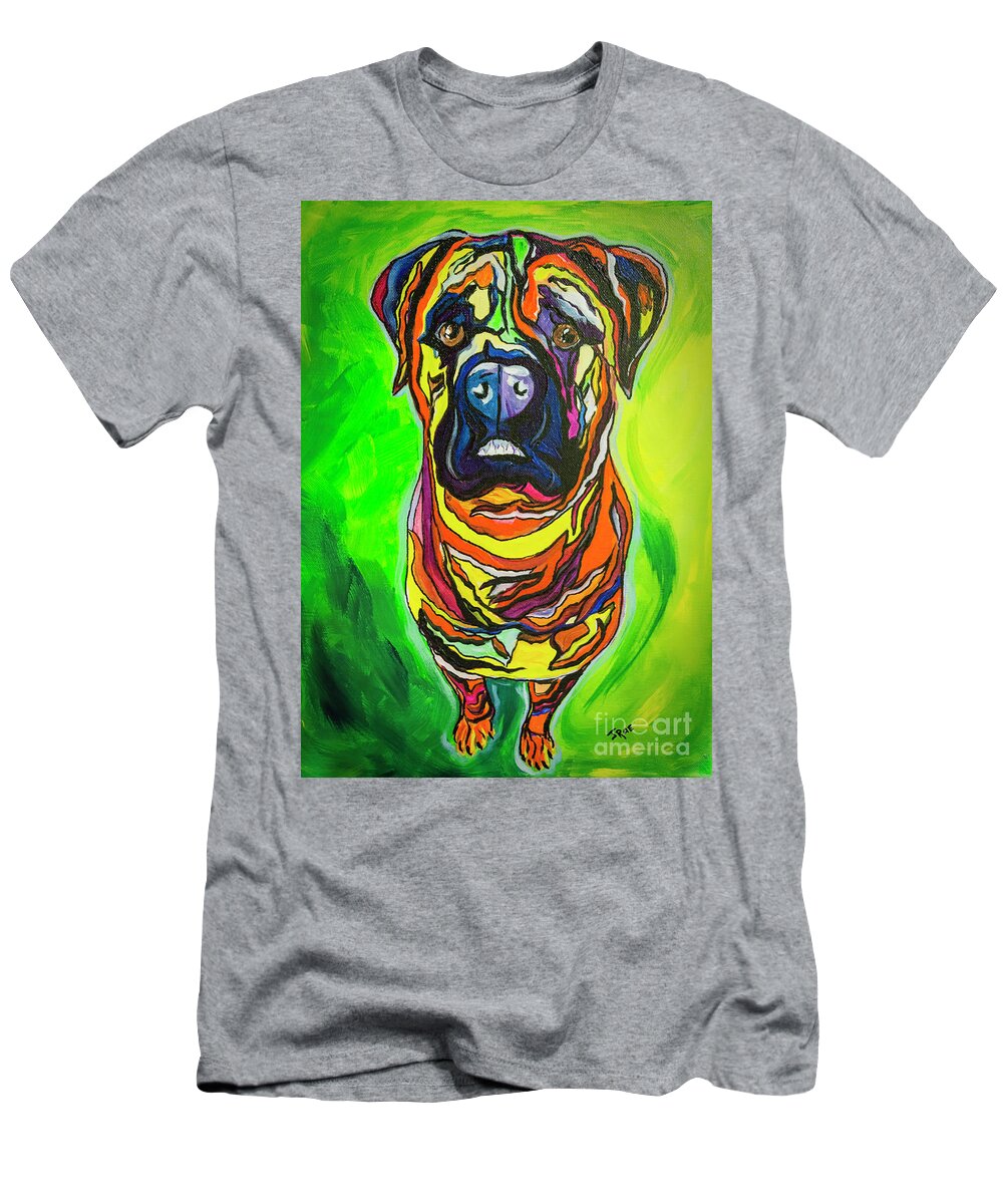 Mastiff T-Shirt featuring the painting The Abstract Mastiff by Janice Pariza