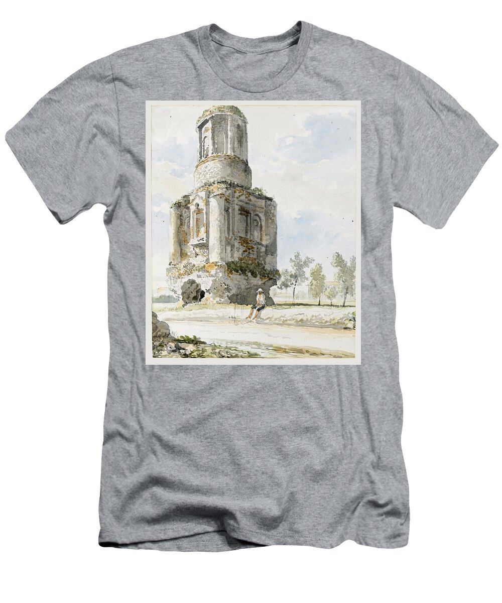 Carlo Labruzzi T-Shirt featuring the drawing The Ancient Tomb called La Conocchia on the Road to Caserta by Carlo Labruzzi