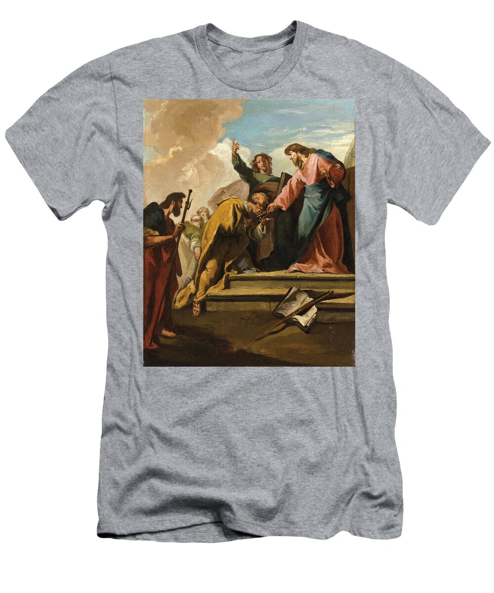 Giambattista Pittoni T-Shirt featuring the painting The Christ and Saint Peter by Giambattista Pittoni