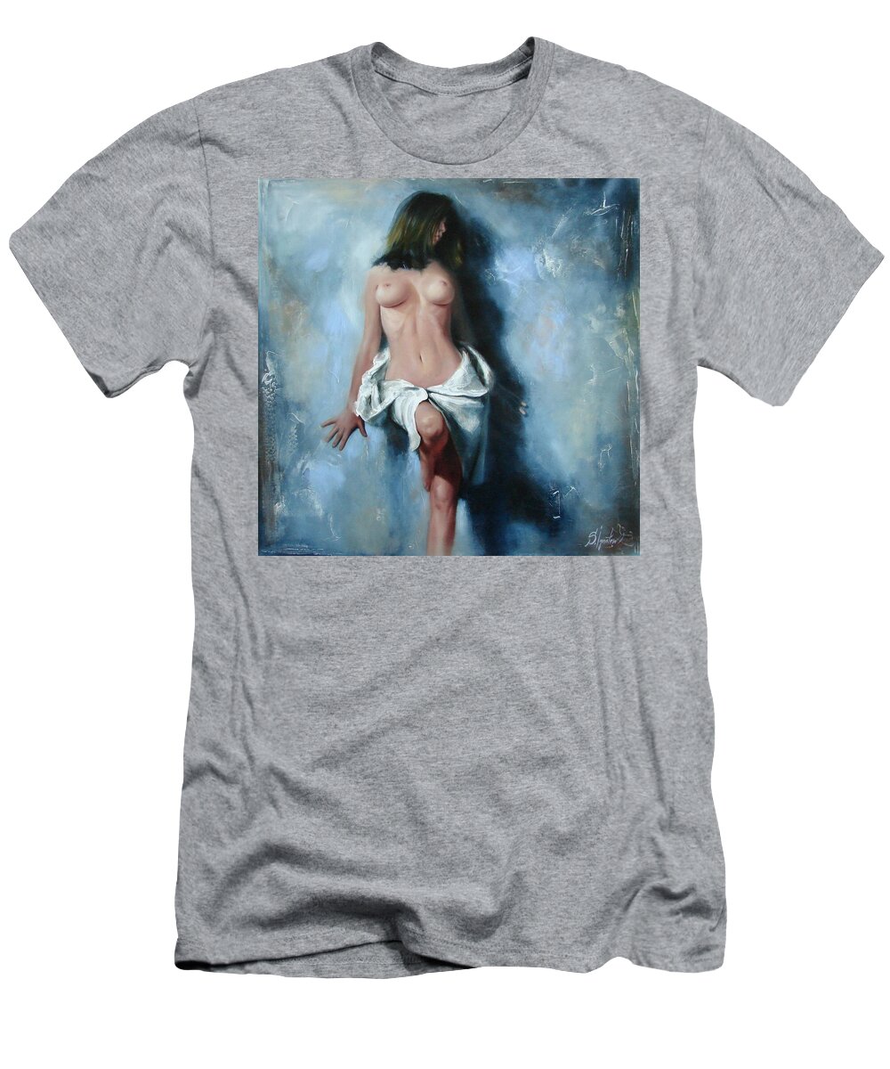 Oil T-Shirt featuring the painting The cold senses by Sergey Ignatenko