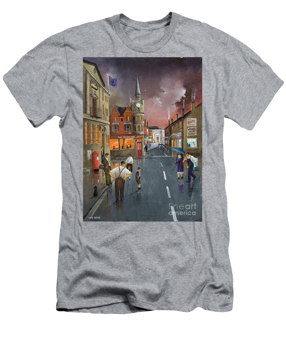 England T-Shirt featuring the painting The Crown Inn, Dudley - England by Ken Wood