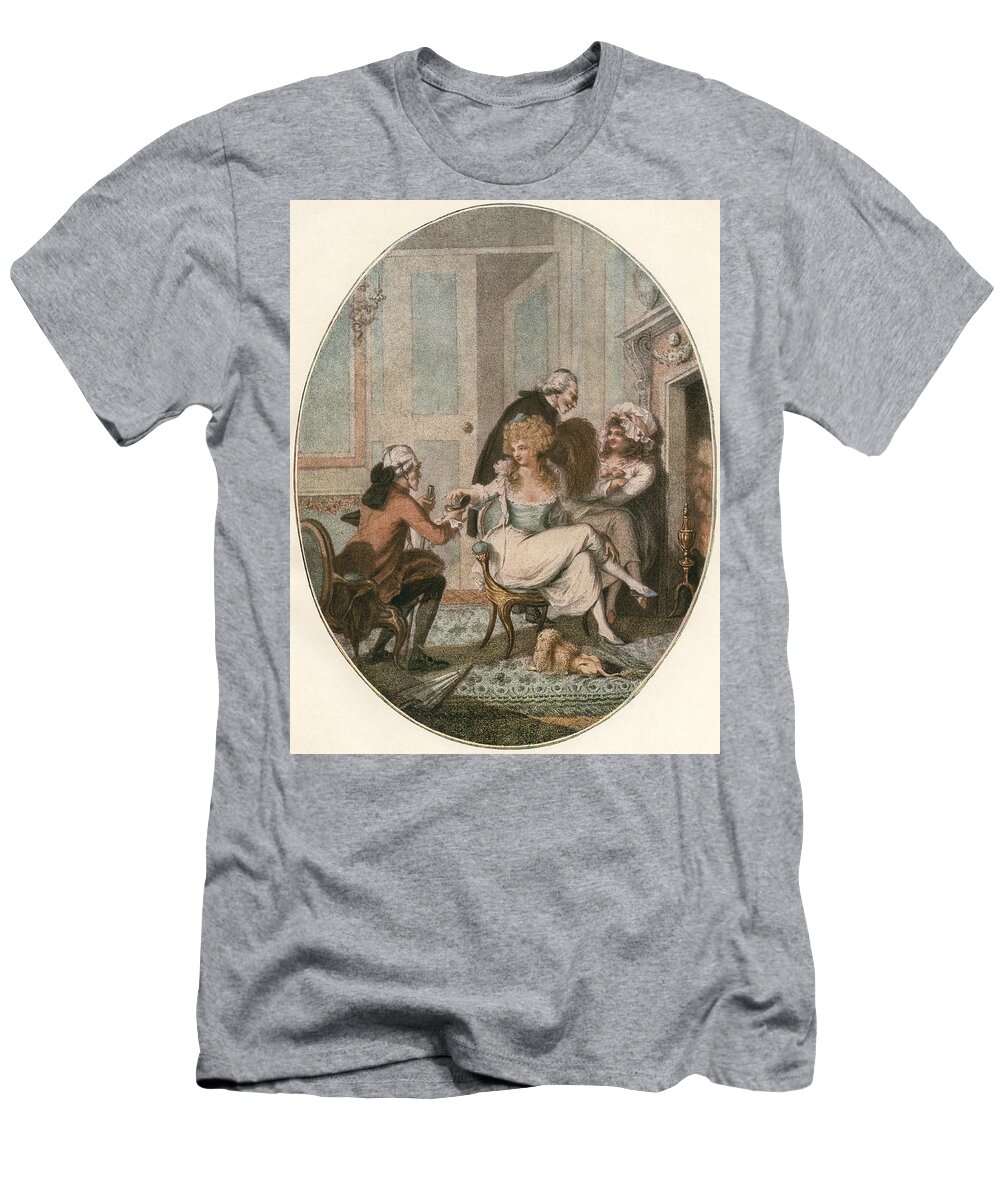 Welsh T-Shirt featuring the drawing The French Fireside, After An 18th by Vintage Design Pics