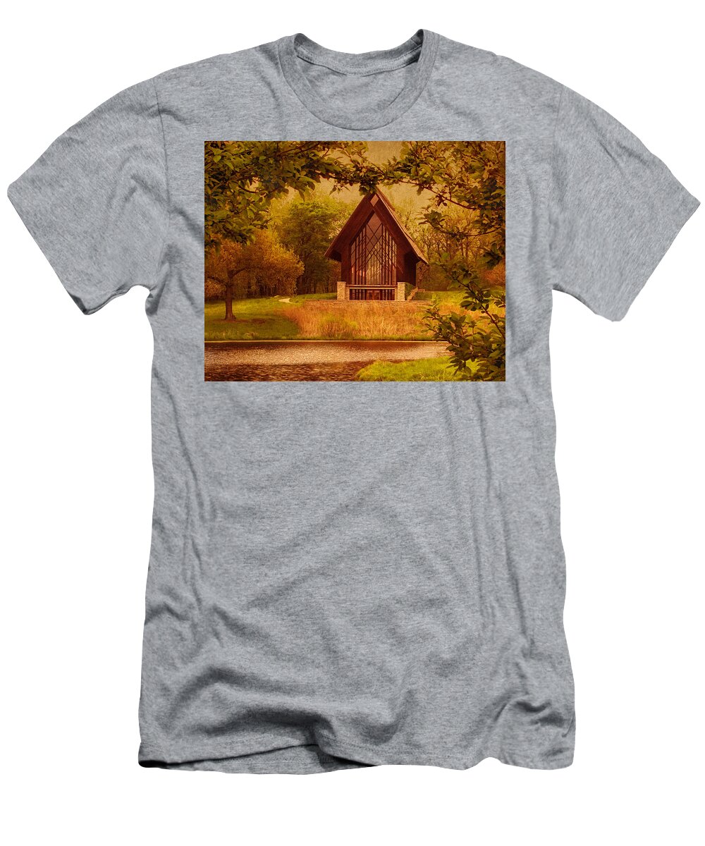 Glass Chapel T-Shirt featuring the photograph The Glass Chapel at Powell Gardens - Kansas City, Missouri by Mitch Spence