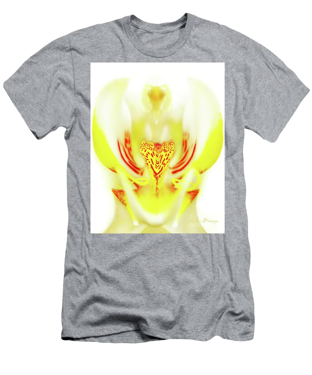 Moth Orchid T-Shirt featuring the photograph The Heart of an Alien-Orchid by Jennie Breeze