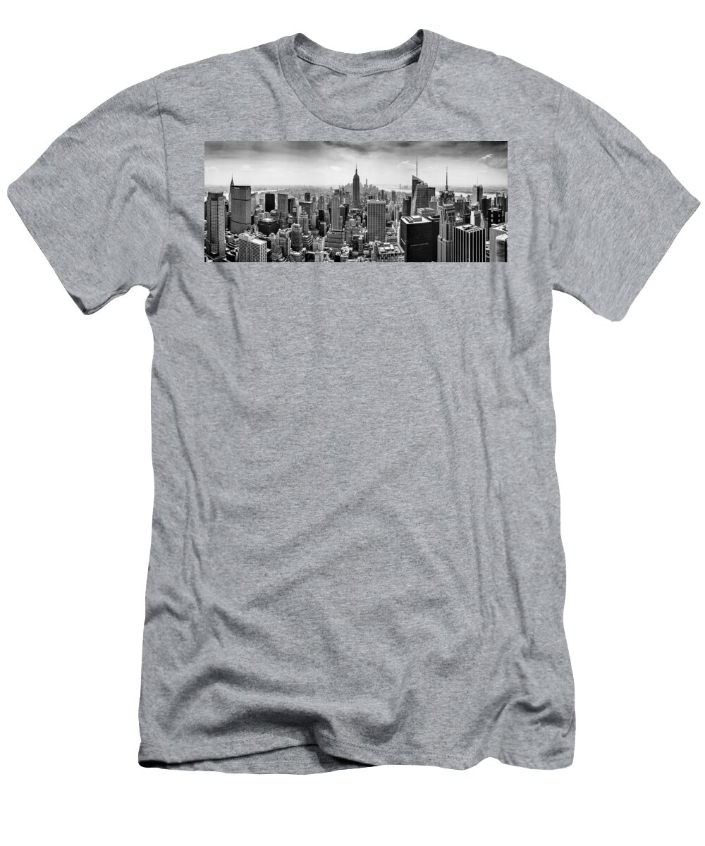 New York T-Shirt featuring the photograph New York City Skyline BW by Az Jackson