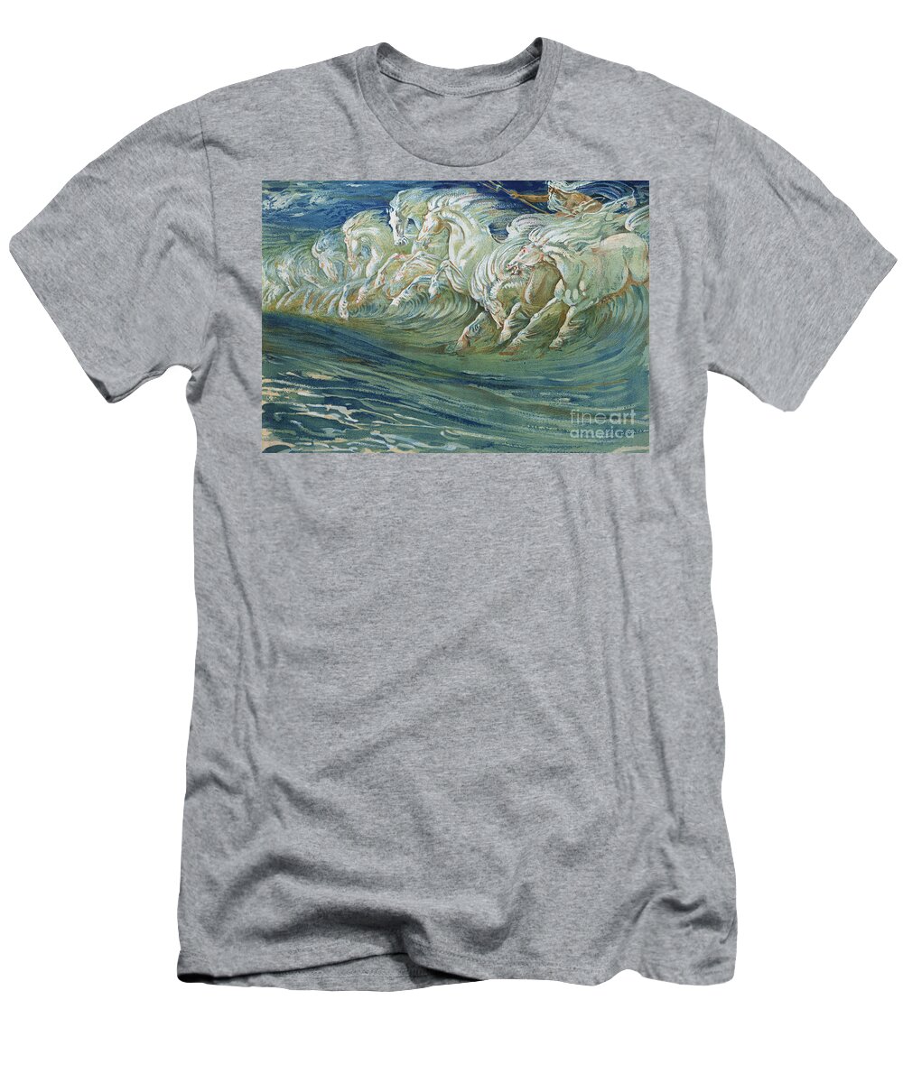 Neptune T-Shirt featuring the painting The Horses of Neptune by Walter Crane