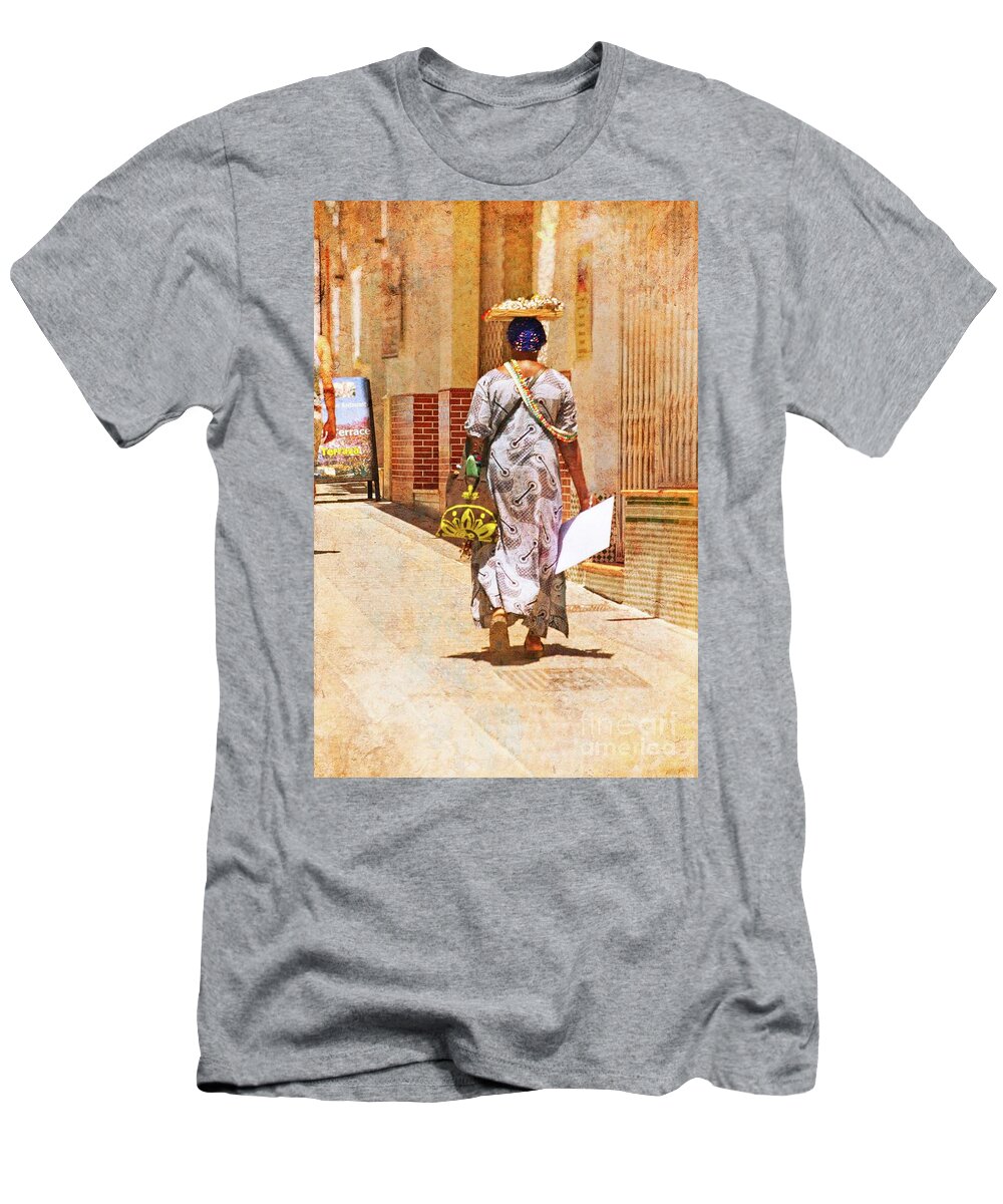 The Jewelry Seller T-Shirt featuring the photograph The Jewelry Seller - Malaga Spain by Mary Machare