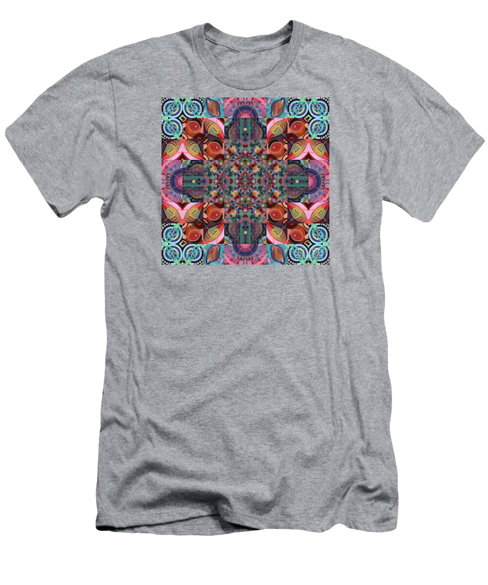 The Joy Of Design Mandala Series Puzzle 7 Arrangement 4 By Helena Tiainen T-Shirt featuring the mixed media The Joy of Design Mandala Series Puzzle 7 Arrangement 4 by Helena Tiainen